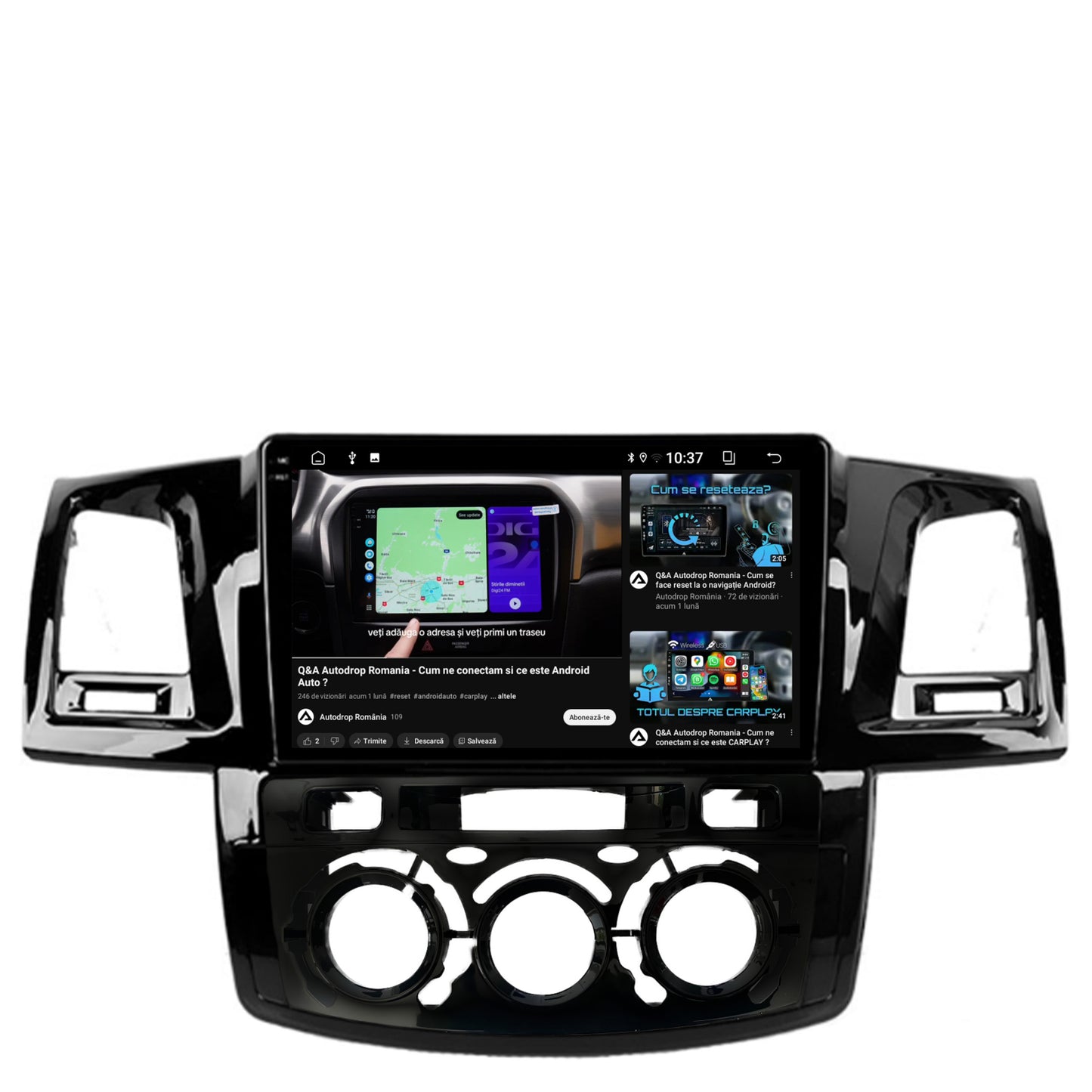 Navigatie 2K Toyota Hilux (2008-2014) Clima Manuala, Android, S-Quadcore / 4GB RAM + 64GB ROM, 9.5 Inch - AD-BGS90042K+AD-BGRKIT082