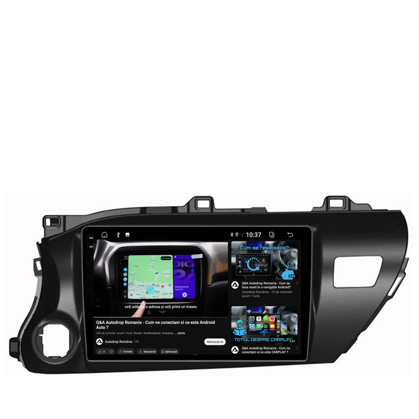 Navigatie 2K Toyota Hilux (2015+), Android, S-Quadcore / 4GB RAM + 64GB ROM, 10.36 Inch - AD-BGS100042K+AD-BGRKIT086