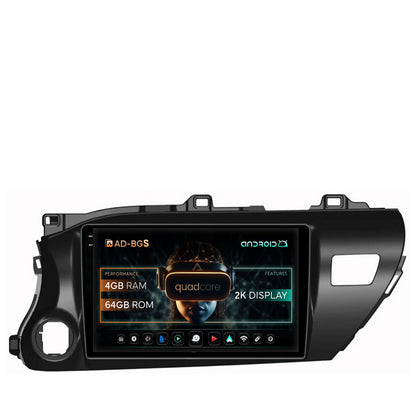 Navigatie 2K Toyota Hilux (2015+), Android, S-Quadcore / 4GB RAM + 64GB ROM, 10.36 Inch - AD-BGS100042K+AD-BGRKIT086