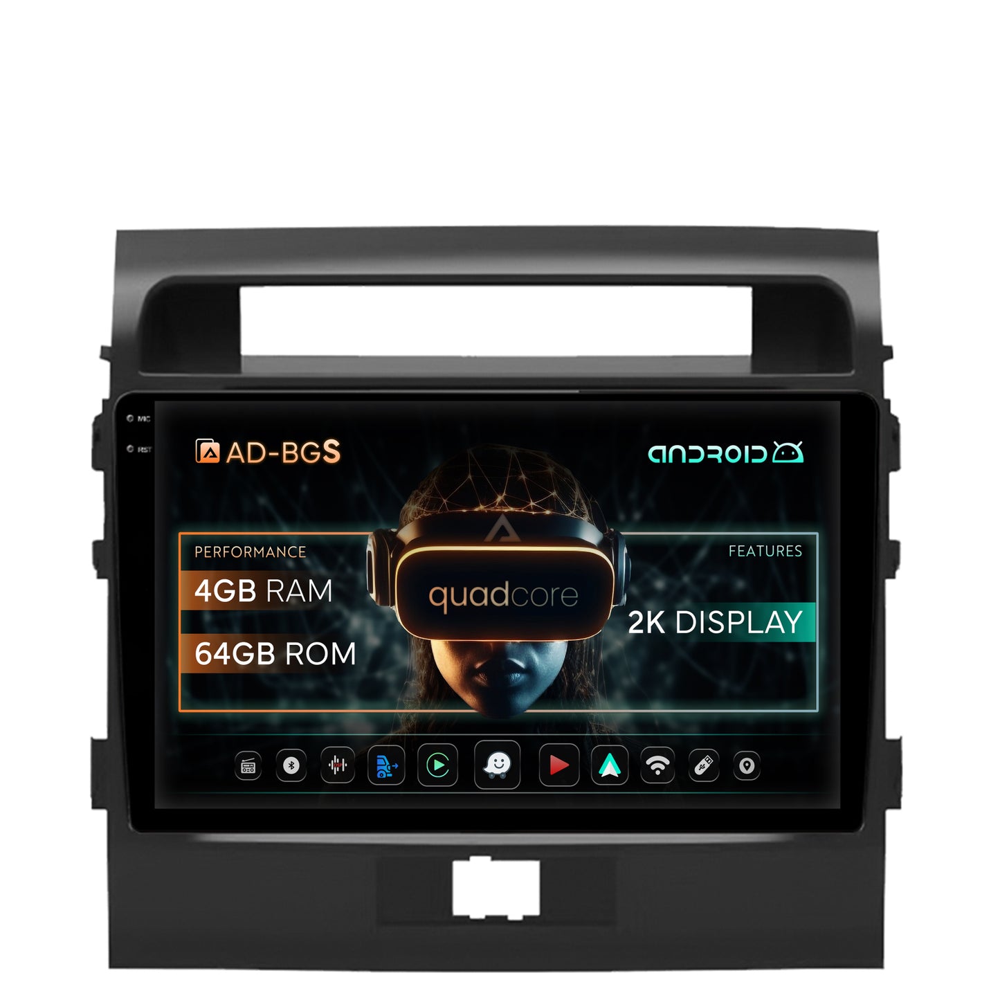 Navigatie 2K Toyota Land Cruiser 200 (2007-2015), Android, S-Quadcore / 4GB RAM + 64GB ROM, 9.5 Inch - AD-BGS90042K+AD-BGRKIT075