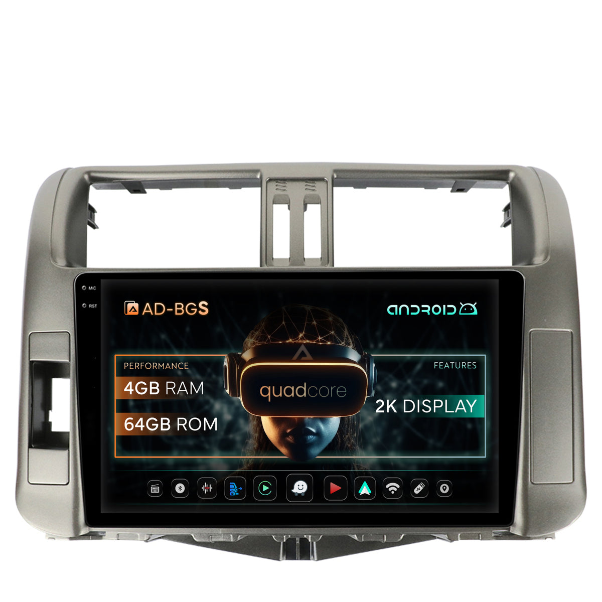 Navigatie 2K Toyota Land Cruiser Prado J150 (2009-2013), Android, S-Quadcore / 4GB RAM + 64GB ROM, 9.5 Inch - AD-BGS90042K+AD-BGRKIT070