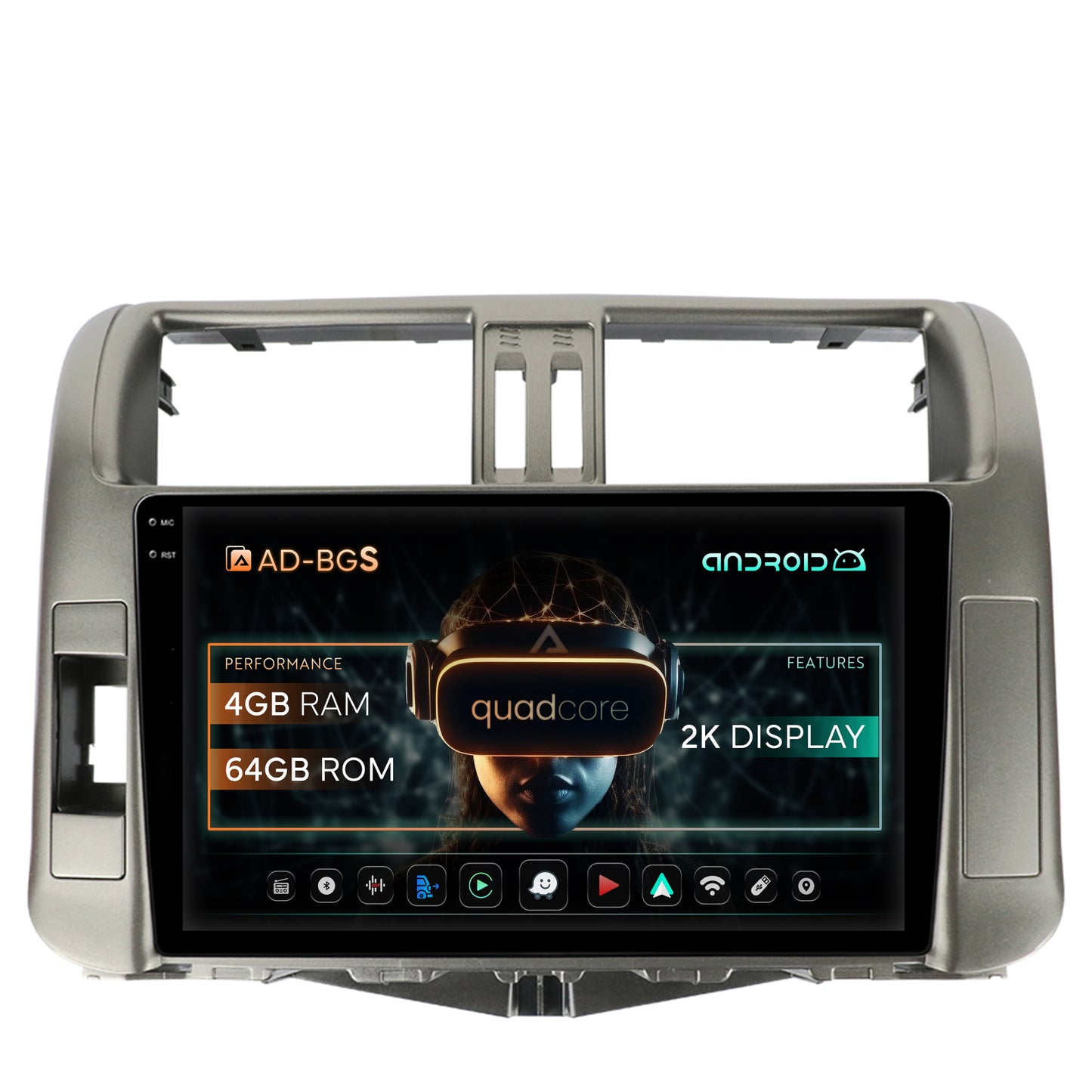 Navigatie 2K Toyota Land Cruiser Prado J150 (2009-2013), Android, S-Quadcore / 4GB RAM + 64GB ROM, 9.5 Inch - AD-BGS90042K+AD-BGRKIT070
