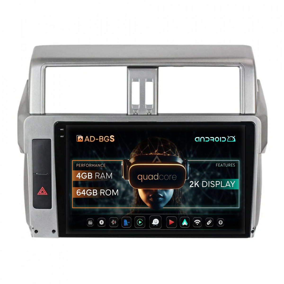 Navigatie 2K Toyota Land Cruiser Prado J150 (2013-2017), Android, S-Quadcore / 4GB RAM + 64GB ROM, 10.36 Inch - AD-BGS100042K+AD-BGRKIT061