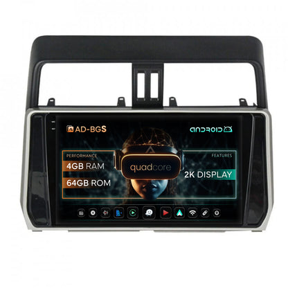 Navigatie 2K Toyota Land Cruiser / Prado J150 (2018+), Android, S-Quadcore / 4GB RAM + 64GB ROM, 10.36 Inch - AD-BGS100042K+AD-BGRKIT078