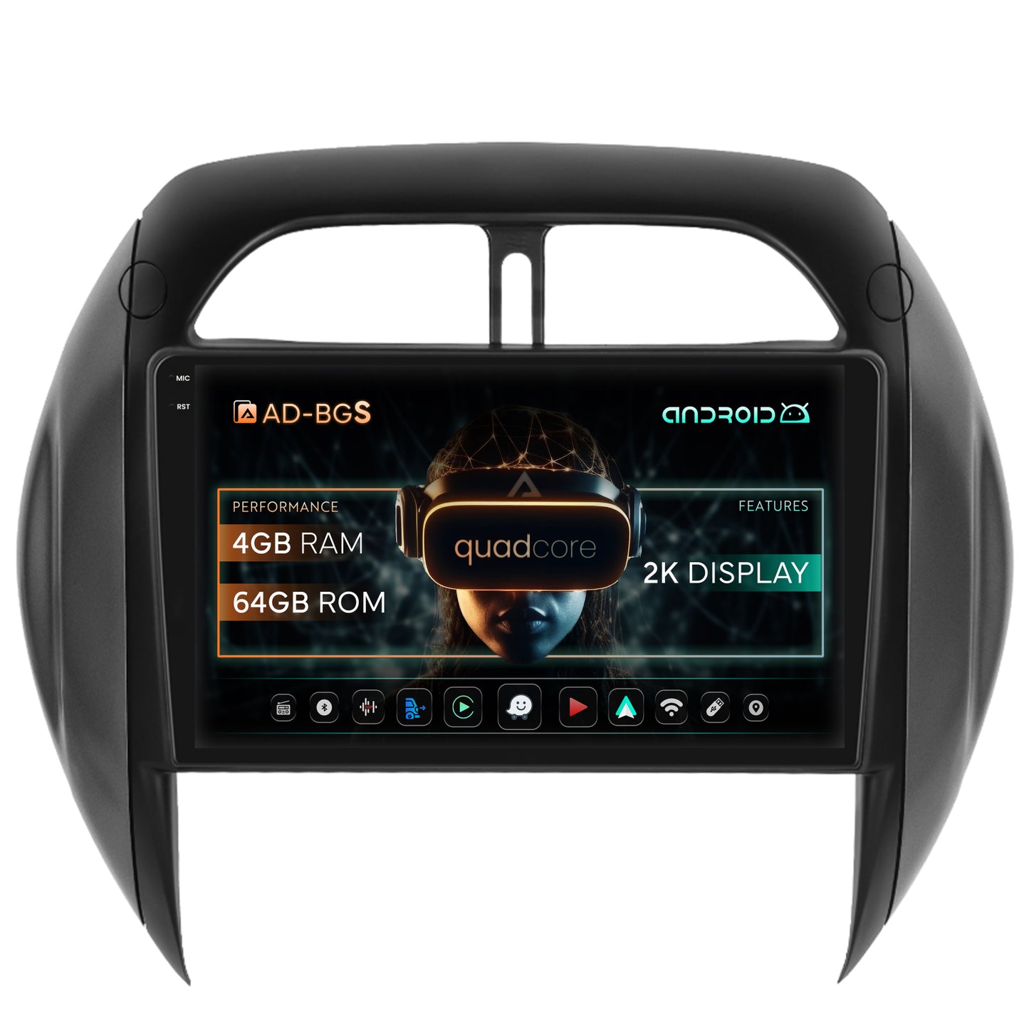 Navigatie 2K Toyota RAV4 (2003-2005), Android, S-Quadcore / 4GB RAM + 64GB ROM, 9.5 Inch - AD-BGS90042K+AD-BGRKIT109V4