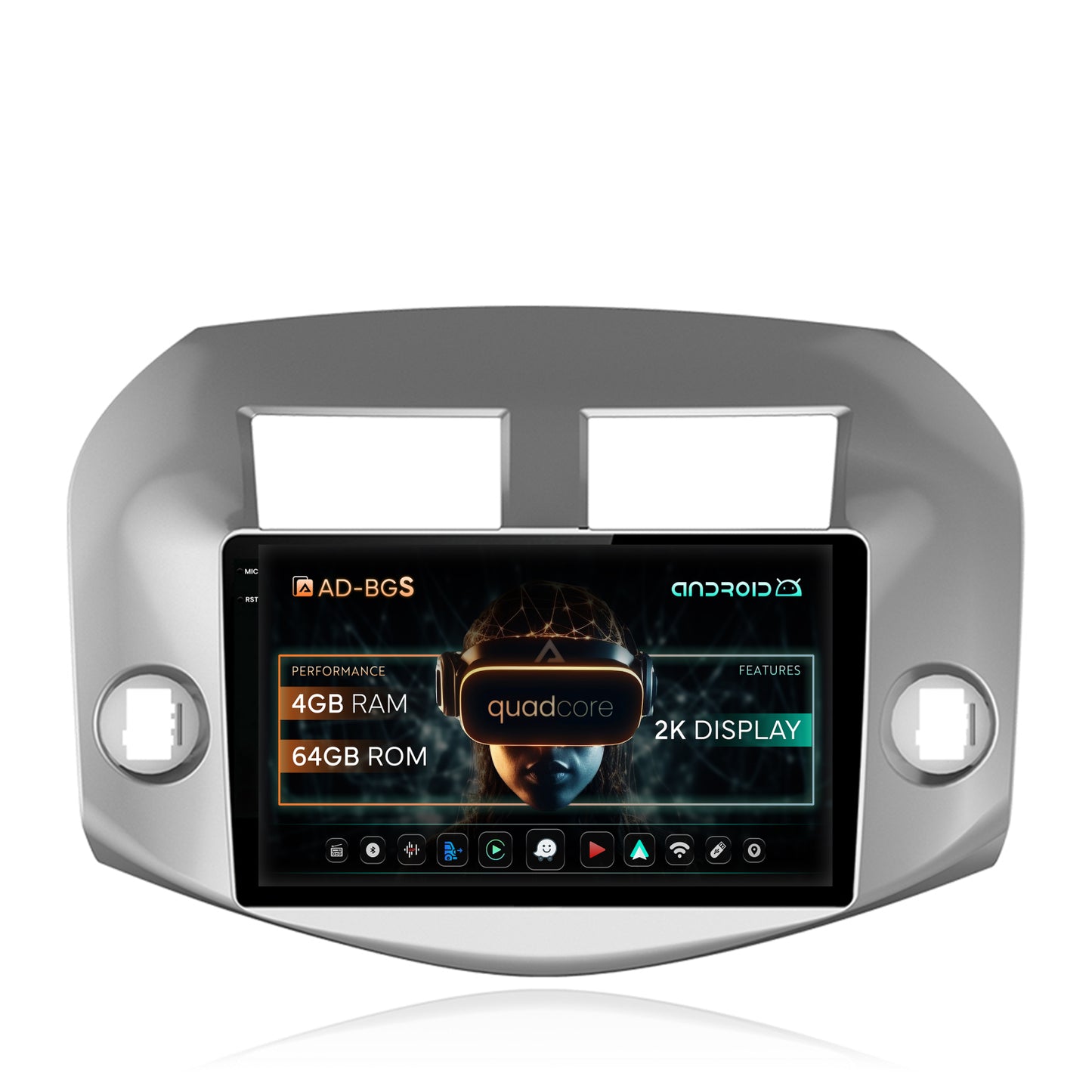 Navigatie 2K Toyota RAV4 (2005-2013), Android, S-Quadcore / 4GB RAM + 64GB ROM, 10.36 Inch - AD-BGS100042K+AD-BGRKIT069A