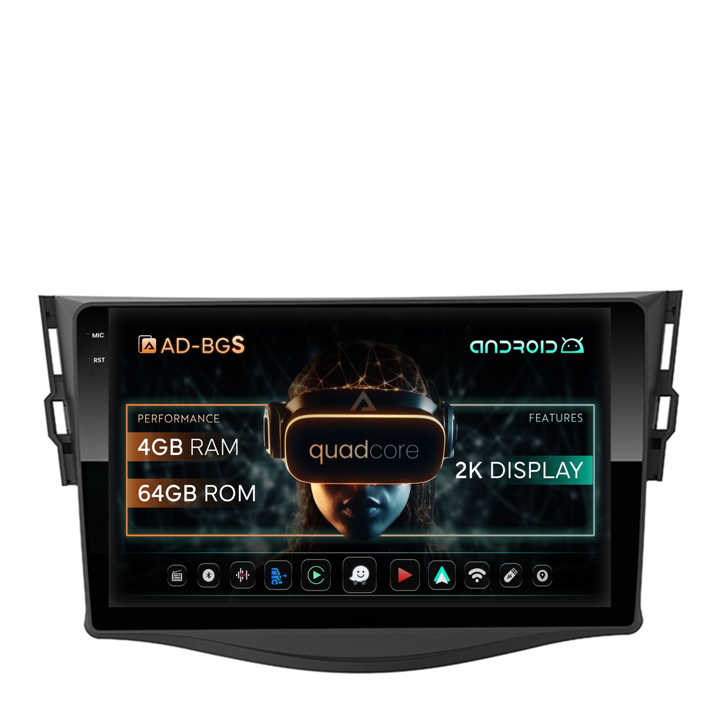Navigatie 2K Toyota RAV4 (2006-2013), Android, S-Quadcore / 4GB RAM + 64GB ROM, 9.5 Inch - AD-BGS90042K+AD-BGRKIT096
