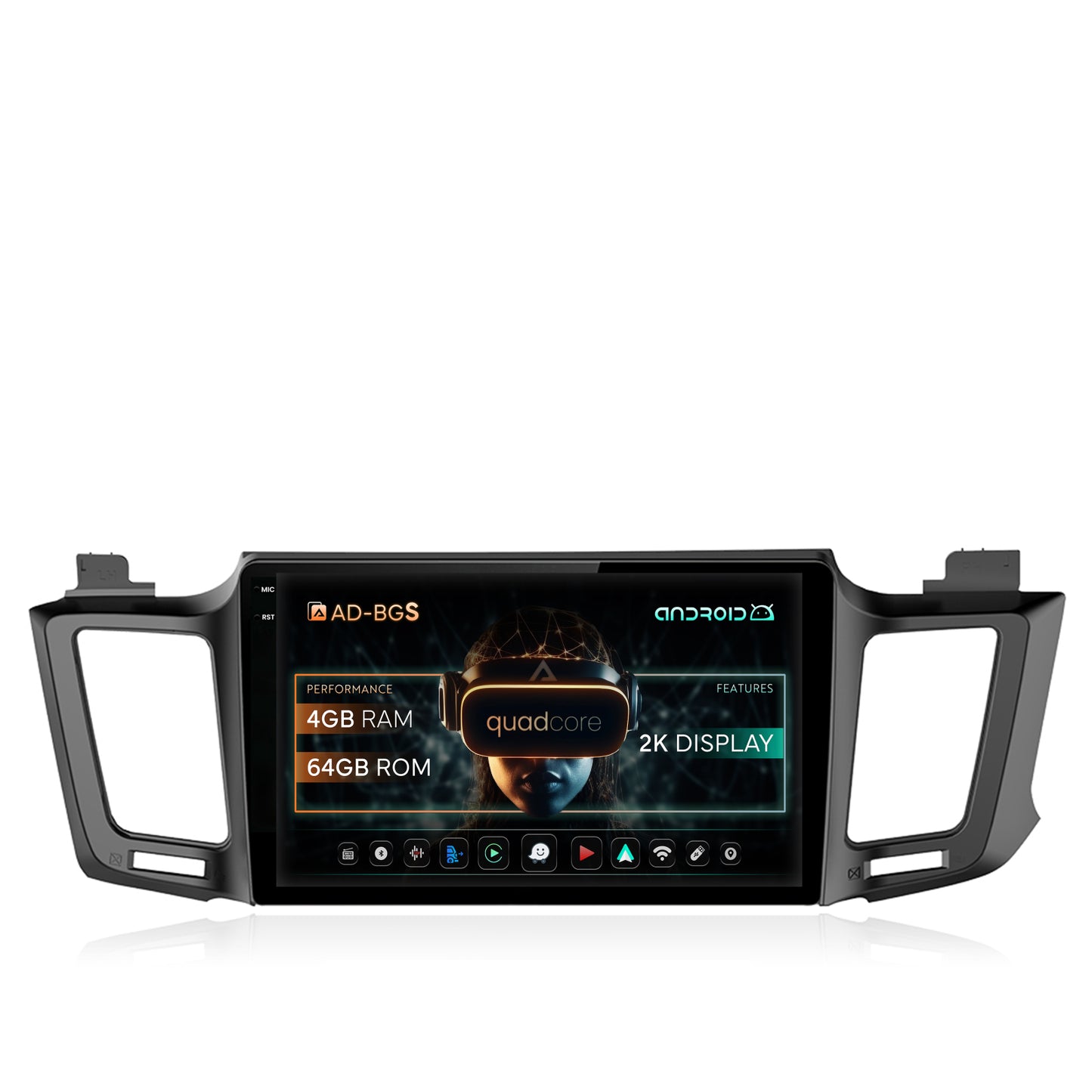 Navigatie 2K Toyota RAV4 (2013-2018), Android, S-Quadcore / 4GB RAM + 64GB ROM, 10.36 Inch - AD-BGS100042K+AD-BGRKIT060