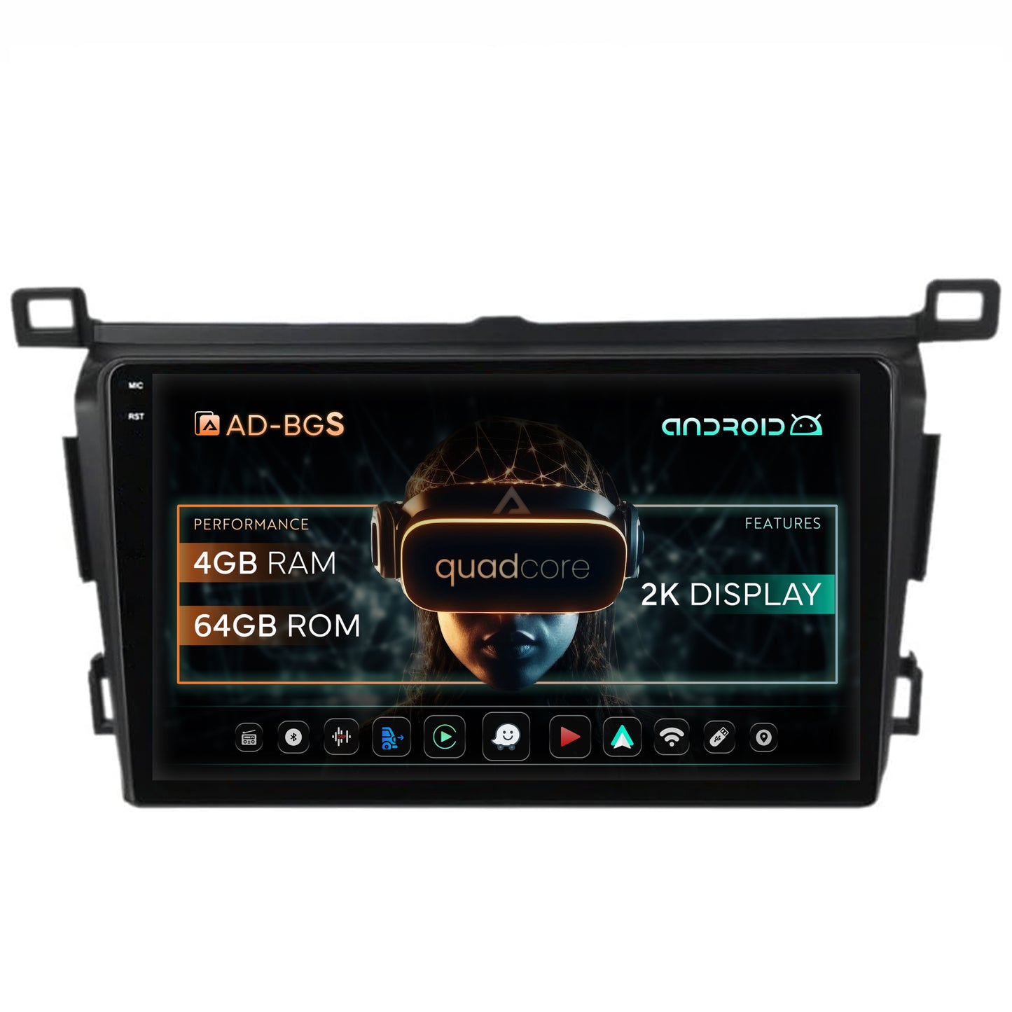 Navigatie 2K Toyota RAV4 (2013-2018), Android, S-Quadcore / 4GB RAM + 64GB ROM, 9.5 Inch - AD-BGS90042K+AD-BGRKIT092