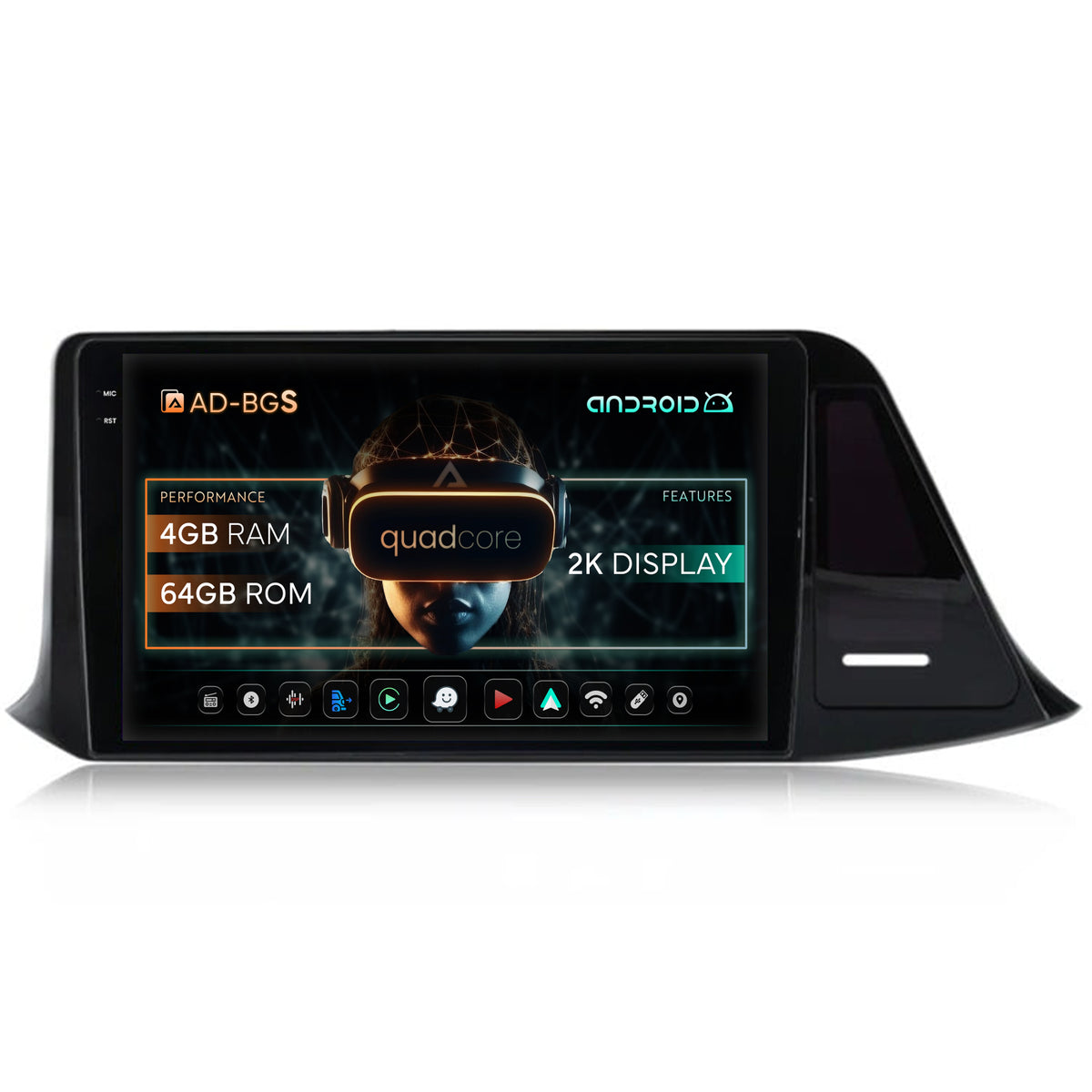Navigatie 2K Toyota Toyota C-HR (2016-2020), Android, S-Quadcore / 4GB RAM + 64GB ROM, 9.5 Inch - AD-BGS90042K+AD-BGRKIT074