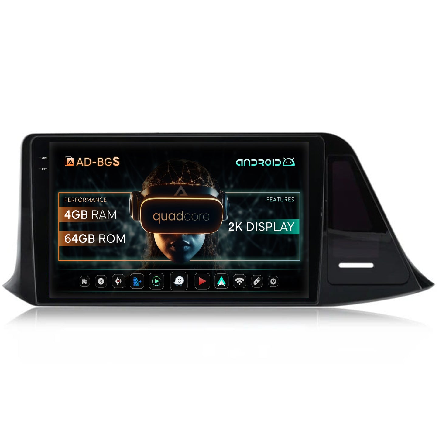 Navigatie 2K Toyota Toyota C-HR (2016-2020), Android, S-Quadcore / 4GB RAM + 64GB ROM, 9.5 Inch - AD-BGS90042K+AD-BGRKIT074