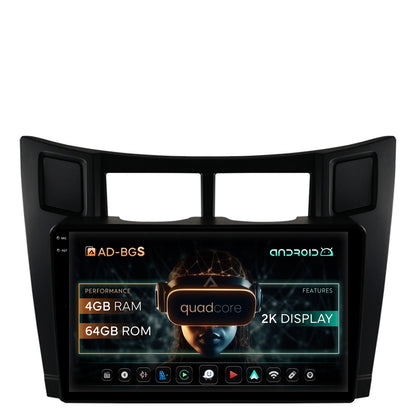 Navigatie 2K Toyota Yaris (2005-2012), Android, S-Quadcore / 4GB RAM + 64GB ROM, 9.5 Inch - AD-BGS90042K+AD-BGRKIT103