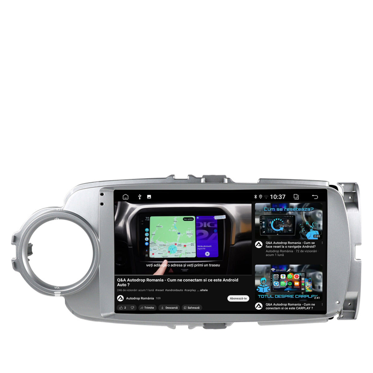 Navigatie 2K Toyota Yaris (2010-2018), Android, S-Quadcore / 4GB RAM + 64GB ROM, 9.5 Inch - AD-BGS90042K+AD-BGRKIT104
