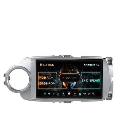 Navigatie 2K Toyota Yaris (2010-2018), Android, S-Quadcore / 4GB RAM + 64GB ROM, 9.5 Inch - AD-BGS90042K+AD-BGRKIT104