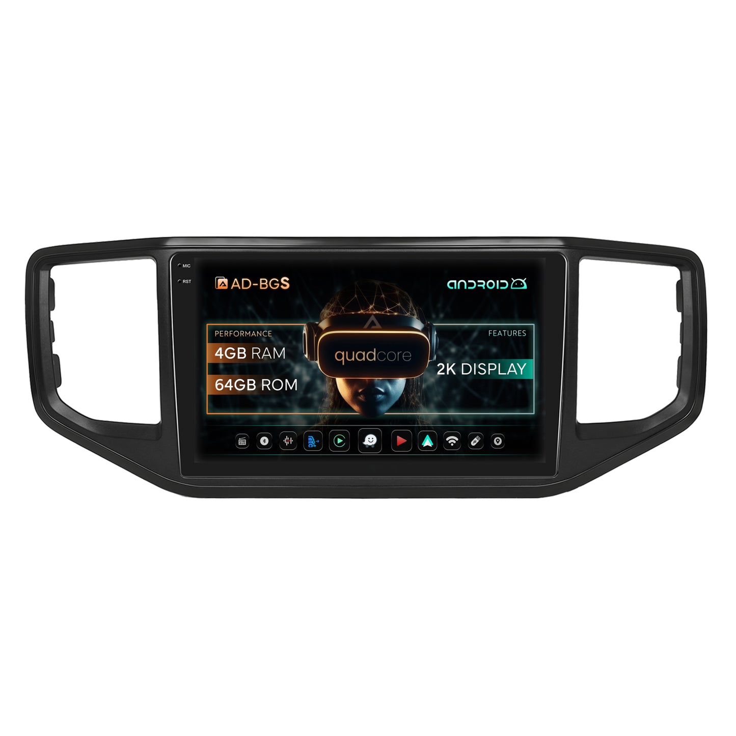 Navigatie 2K Volkswagen Amarok (2017-2021), Android, S-Quadcore / 4GB RAM + 64GB ROM, 9.5 Inch - AD-BGS90042K+AD-BGRKIT030