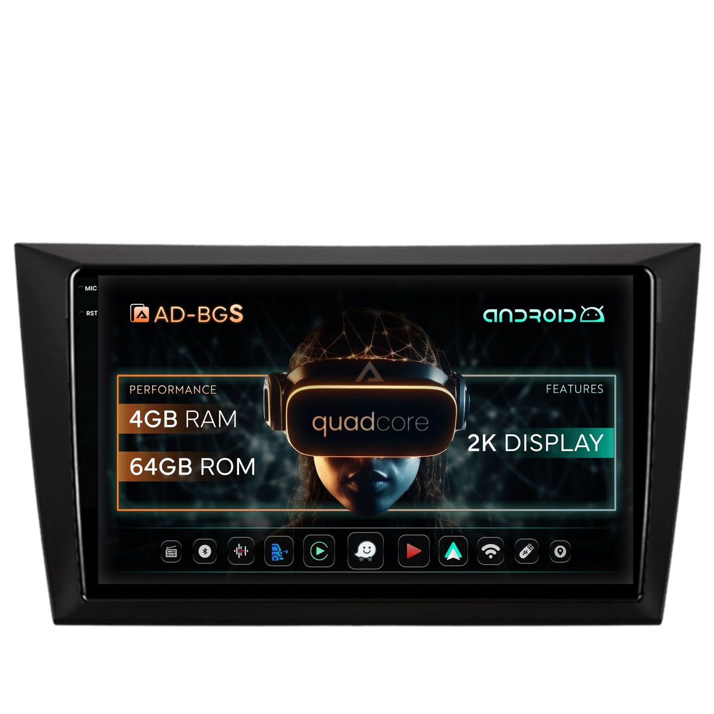 Navigatie 2K Volkswagen Golf 6, Android, S-Quadcore / 4GB RAM + 64GB ROM, 9.5 Inch - AD-BGS90042K+AD-BGRKIT024V2