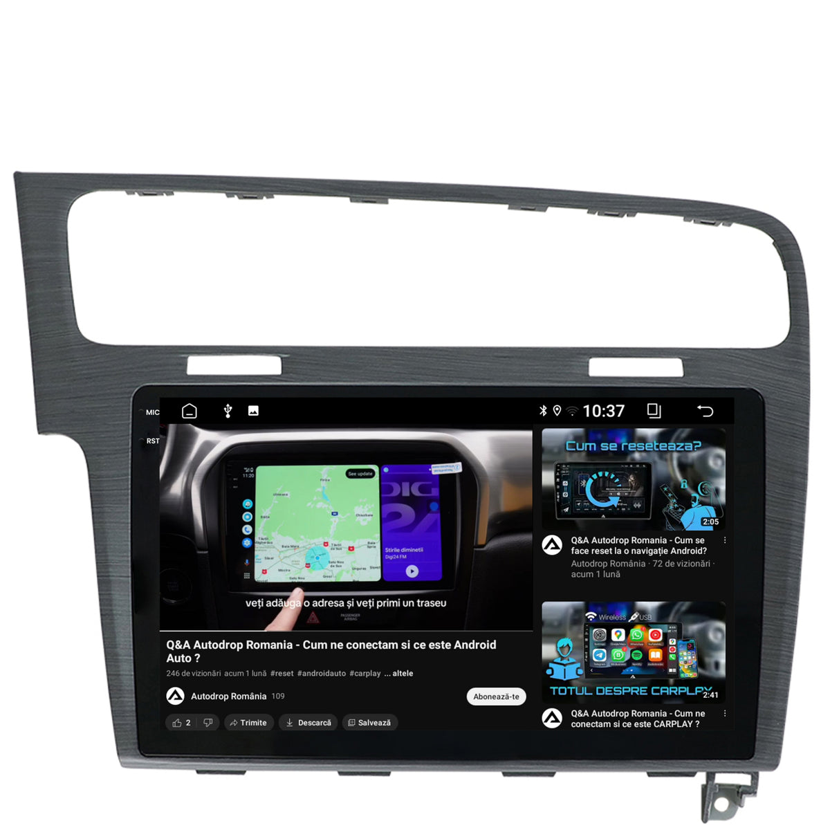 Navigatie 2K Volkswagen Golf 7, Android, S-Quadcore / 4GB RAM + 64GB ROM, 10.36 Inch - AD-BGS100042K+AD-BGRKIT023A