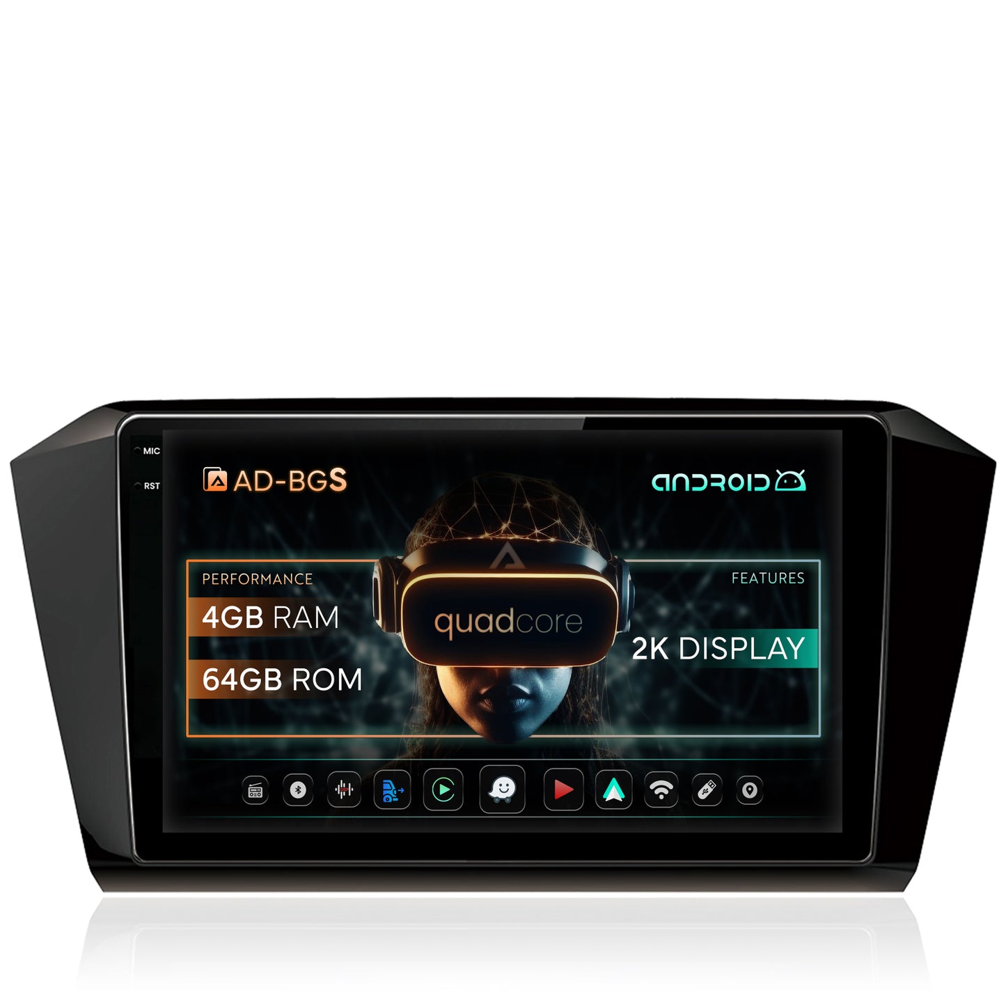 Navigatie 2K Volkswagen Passat B8, Android, S-Quadcore / 4GB RAM + 64GB ROM, 10.36 Inch - AD-BGS100042K+AD-BGRKIT037