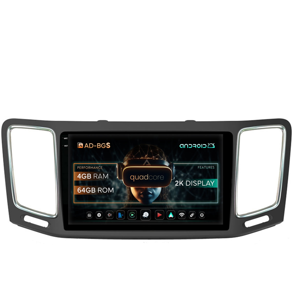 Navigatie 2K Volkswagen Sharan / Seat Alhambra (2010-2018), Android, S-Quadcore / 4GB RAM + 64GB ROM, 9.5 Inch - AD-BGS90042K+AD-BGRKIT044