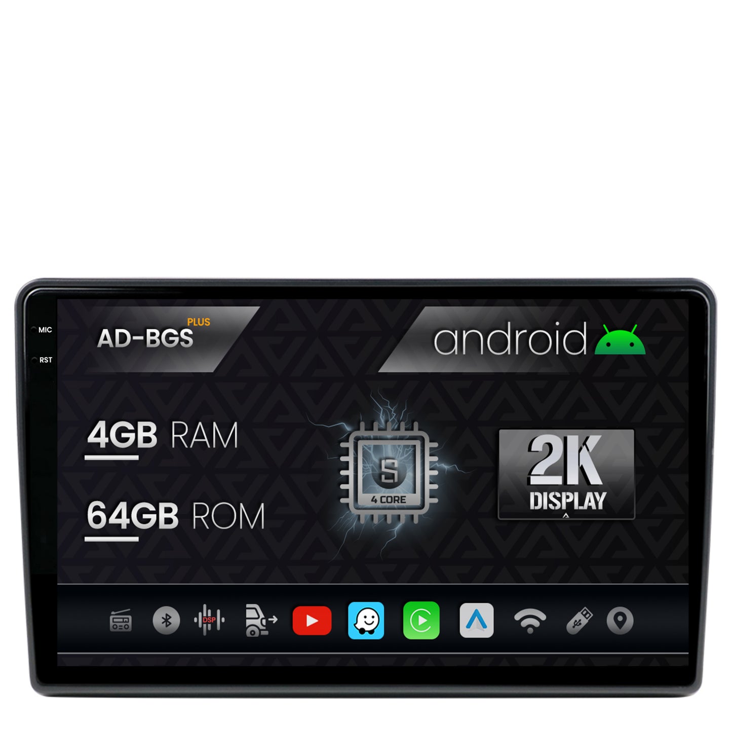 Navigatie 2K Volkswagen / Skoda / Seat, Passat B5 / Golf IV / Sharan / T4-T5 / Jetta / Polo, Android, S-Quadcore / 4GB RAM + 64GB ROM, 9.5 Inch - AD-BGS100042K+AD-BGRKIT443