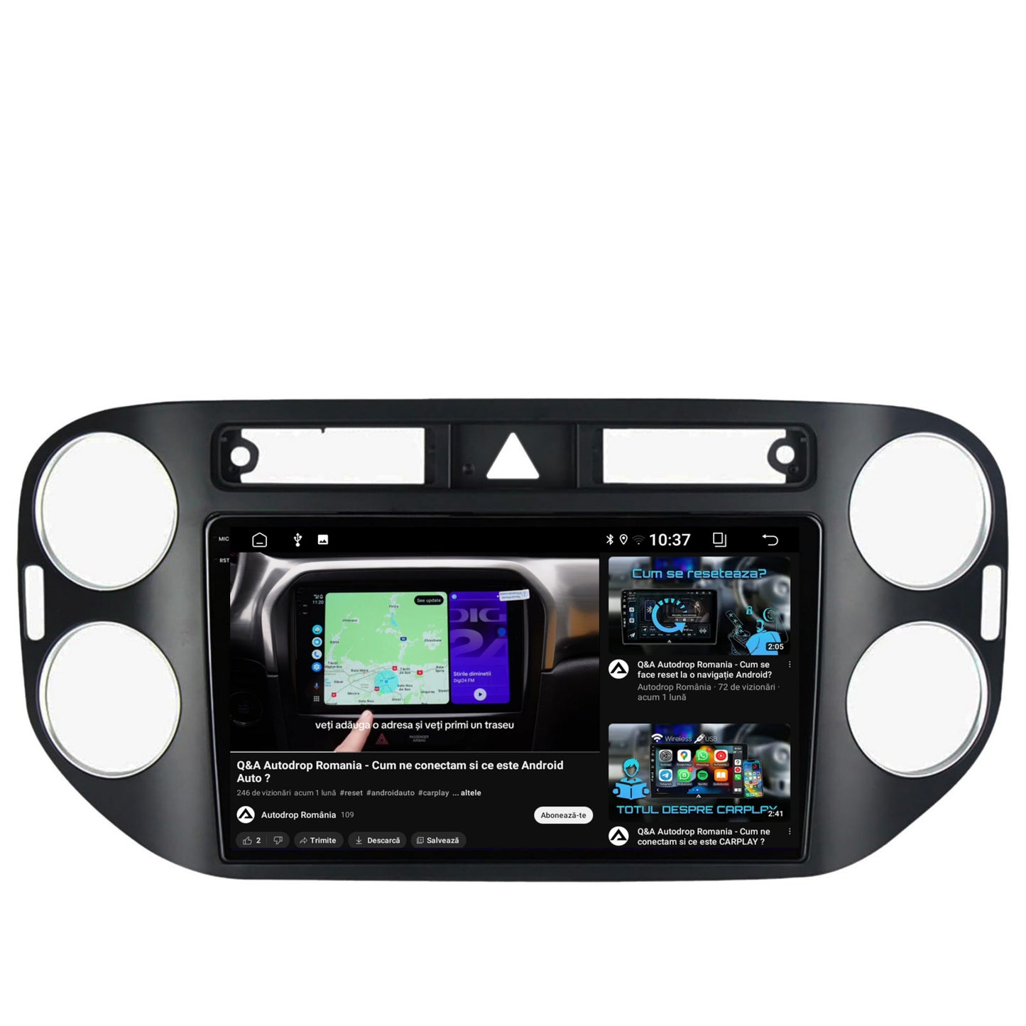Navigatie 2K Volkswagen Tiguan (2008-2010) / VW Golf 5 Plus (2004-2012), Android, S-Quadcore / 4GB RAM + 64GB ROM, 9.5 Inch - AD-BGS90042K+AD-BGRKIT035-0810