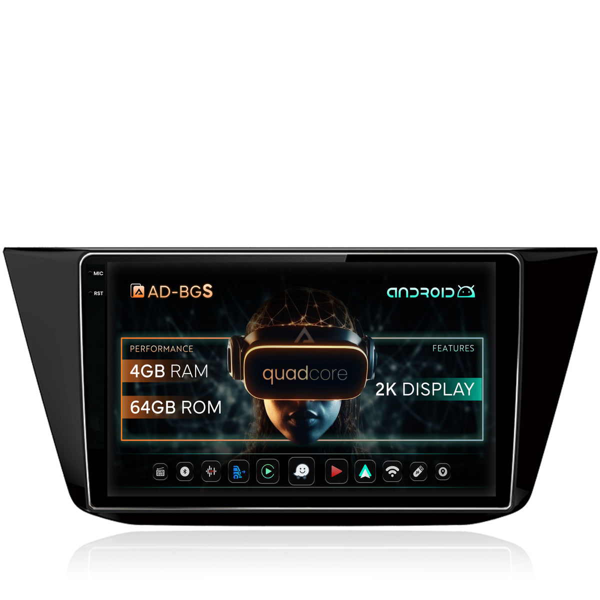 Navigatie 2K Volkswagen Tiguan (2016+), Android, S-Quadcore / 4GB RAM + 64GB ROM, 10.36 Inch - AD-BGS100042K+AD-BGRKIT036