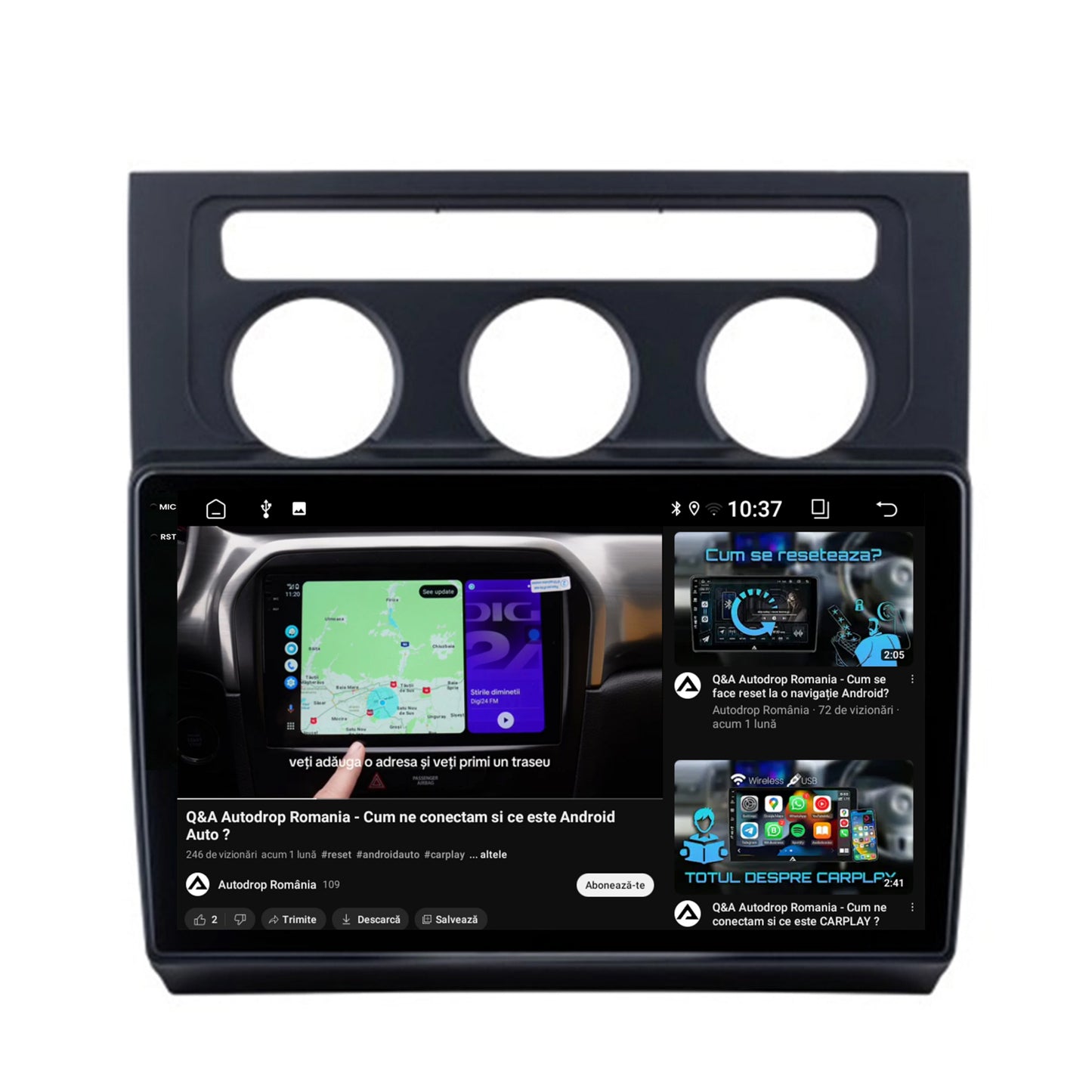 Navigatie 2K Volkswagen Touran (2003-2010), Android, S-Quadcore / 4GB RAM + 64GB ROM, 10.36 Inch - AD-BGS100042K+AD-BGRKIT053