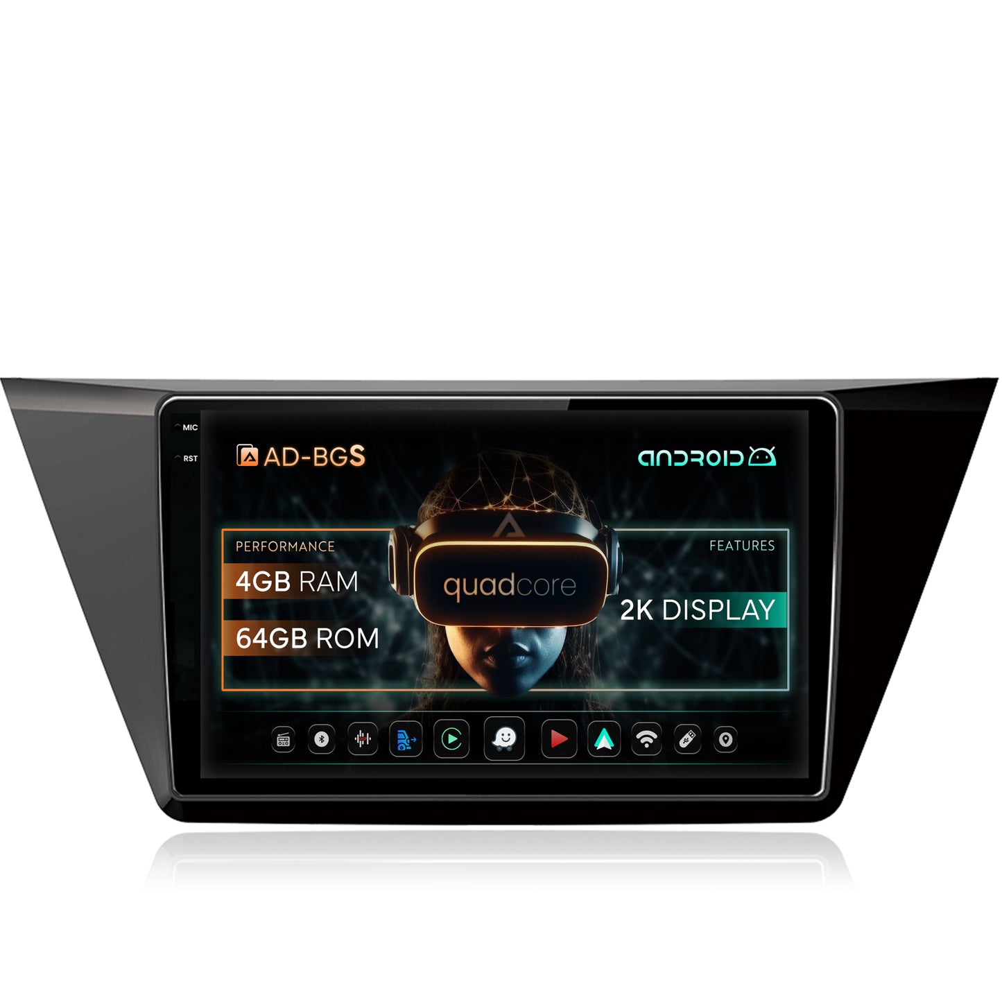 Navigatie 2K Volkswagen Touran (2016+), Android, S-Quadcore / 4GB RAM + 64GB ROM, 10.36 Inch - AD-BGS100042K+AD-BGRKIT032