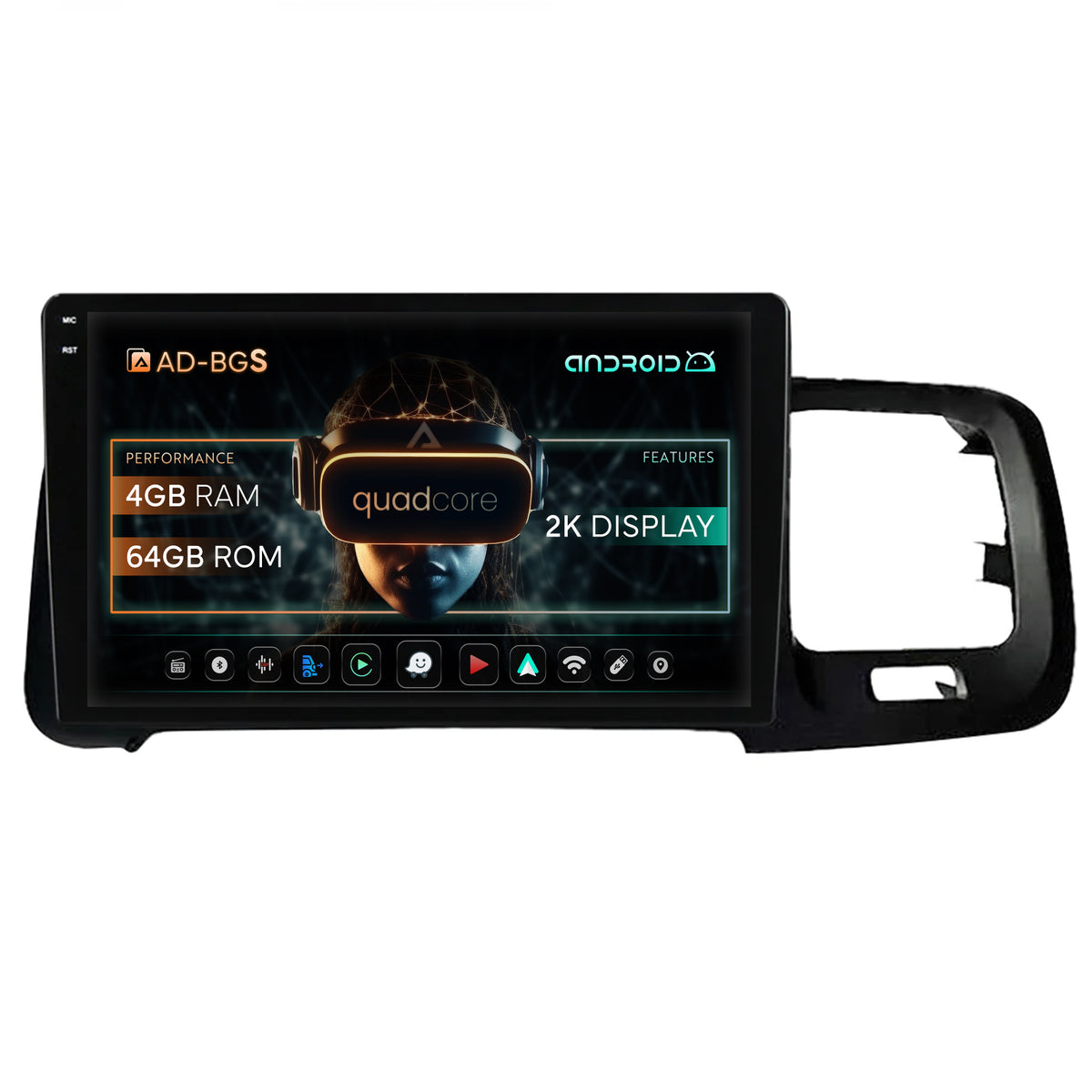 Navigatie 2K Volvo S60 (2010-2015), Android, S-Quadcore / 4GB RAM + 64GB ROM, 9.5 Inch - AD-BGS90042K+AD-BGRKIT401