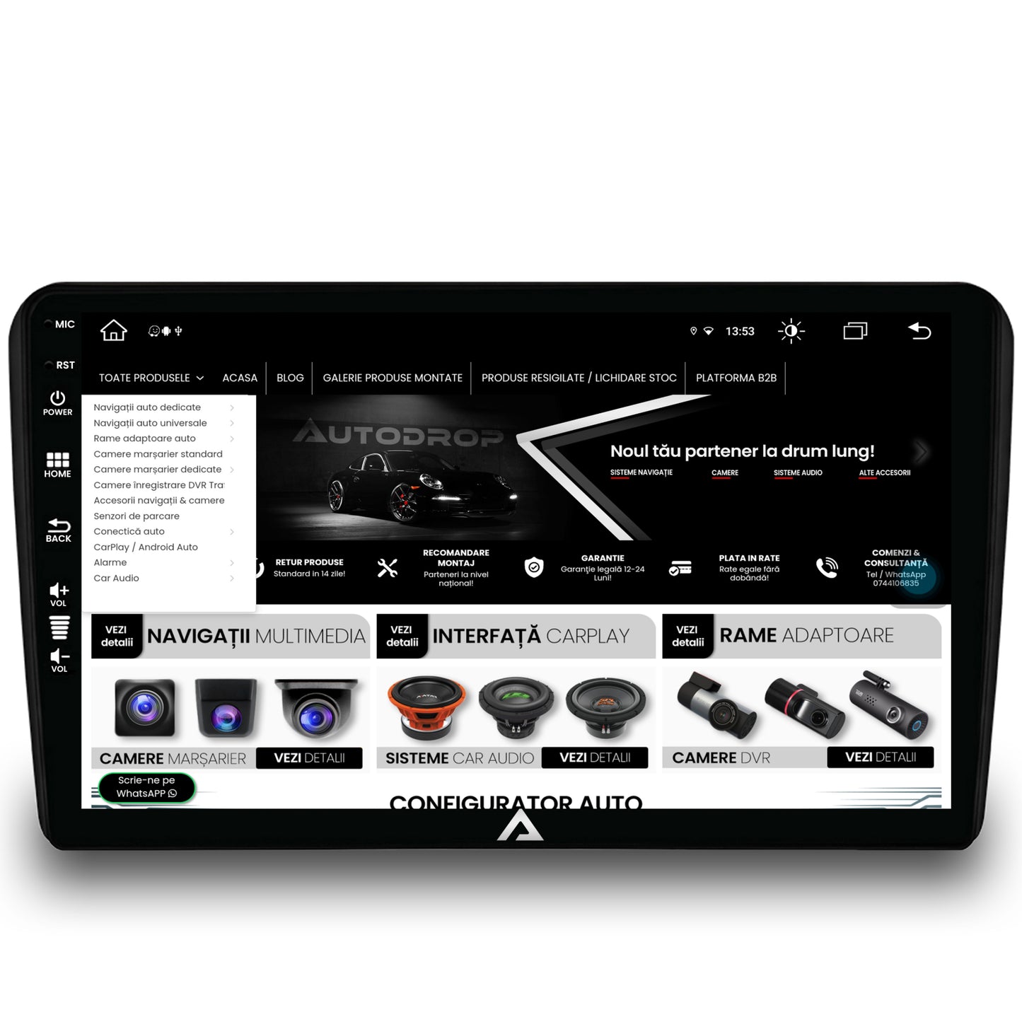 Navigatie Audi A3/ S3/ RS3, Android, Z-Octacore / 8GB RAM + 256GB ROM, 9 Inch - AD-BGZ9008+AD-BGRKIT424