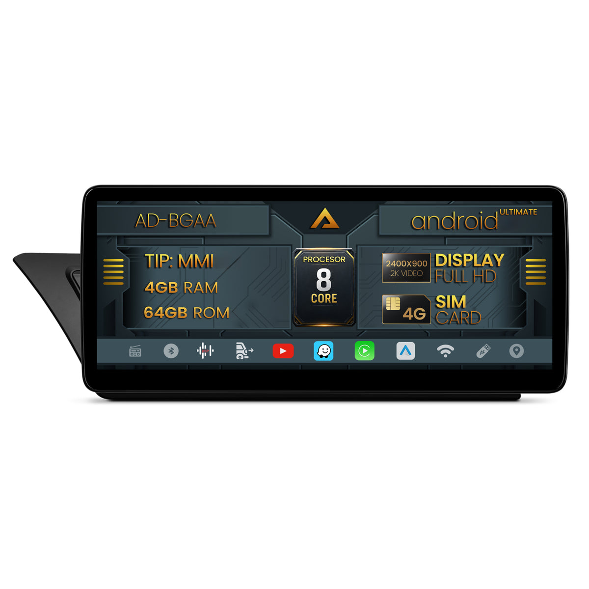 Navigatie Audi A4/A5 (2009-2016), MMI 3G, Android 13, MB-Octacore, 4GB RAM + 64GB ROM, 12.3 Inch - AD-BGAA12004H+AD-BGRKITA4002