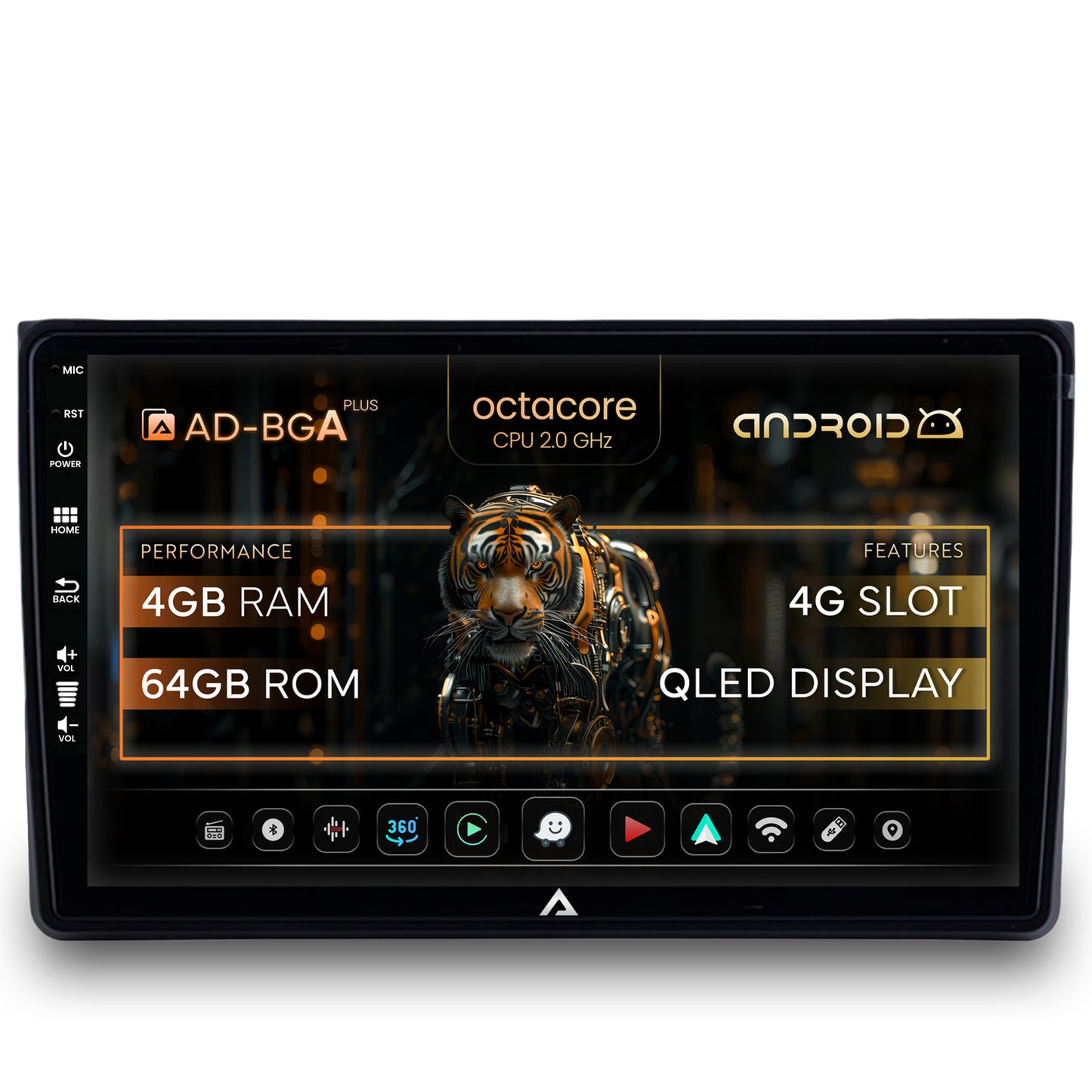 Navigatie Audi A4(B6/B7) / Seat Exeo, Android, A-Octacore / 4GB RAM + 64GB ROM, 9 Inch - AD-BGA9004+AD-BGRKIT425