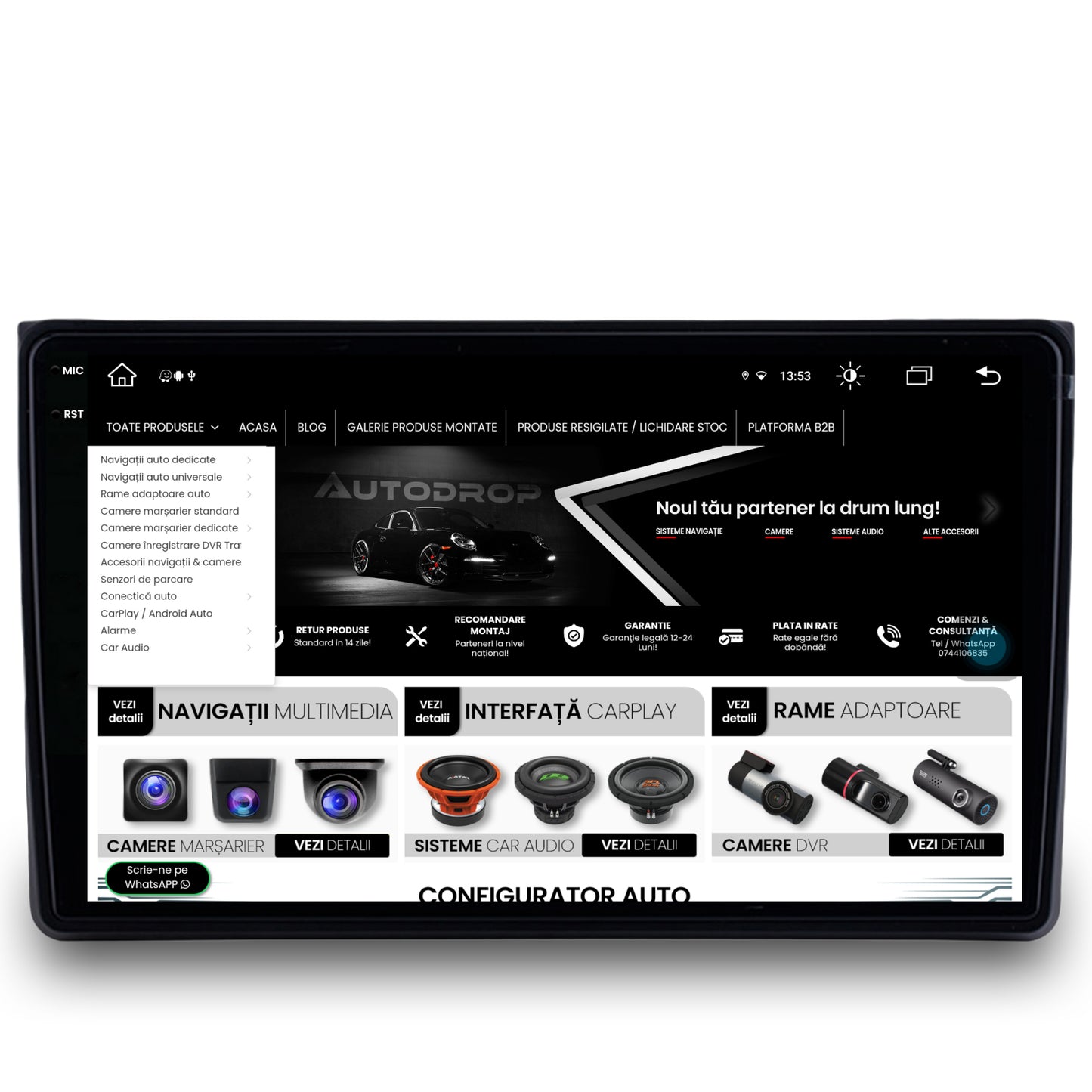 Navigatie Audi A4(B6/B7) / SEAT EXEO, Android, V-Octacore / 4GB RAM + 64GB ROM, 9.5 Inch - AD-BGV9004+AD-BGRKIT425