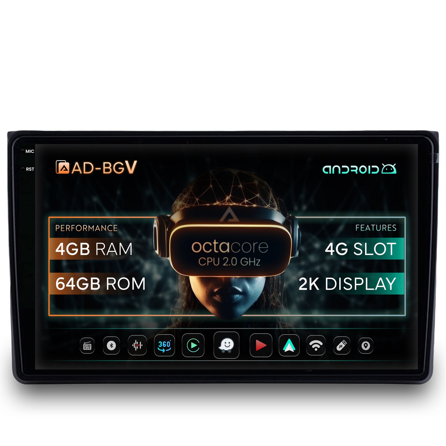 Navigatie Audi A4(B6/B7) / SEAT EXEO, Android, V-Octacore / 4GB RAM + 64GB ROM, 9.5 Inch - AD-BGV9004+AD-BGRKIT425