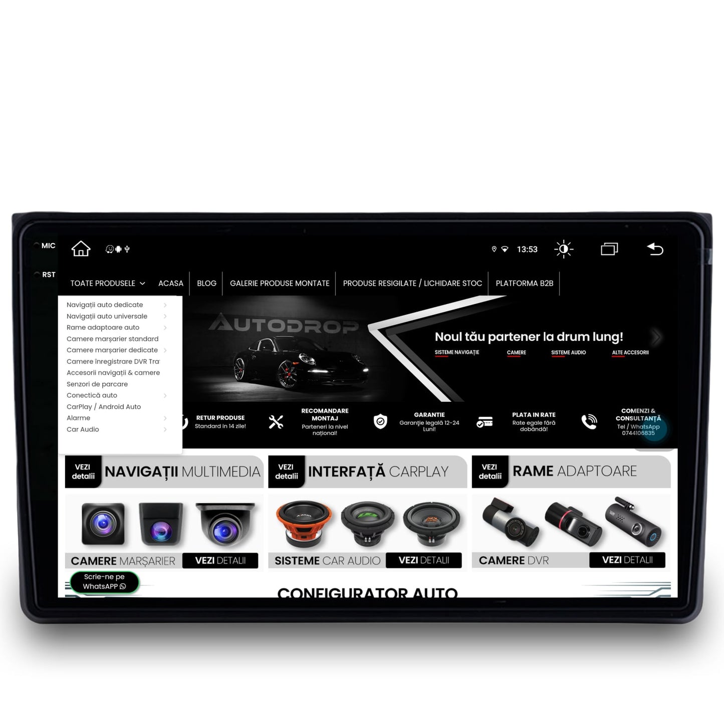 Navigatie Audi A4(B6/B7) / SEAT EXEO, Android, X-Octacore / 8GB RAM + 256GB ROM, 9.5 Inch - AD-BGX9008+AD-BGRKIT425