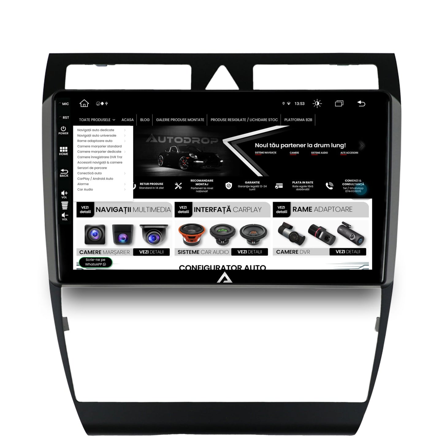 Navigatie Audi A6 (1999-2004), Android, Z-Octacore / 8GB RAM + 256GB ROM, 9 Inch - AD-BGZ9008+AD-BGRKIT429