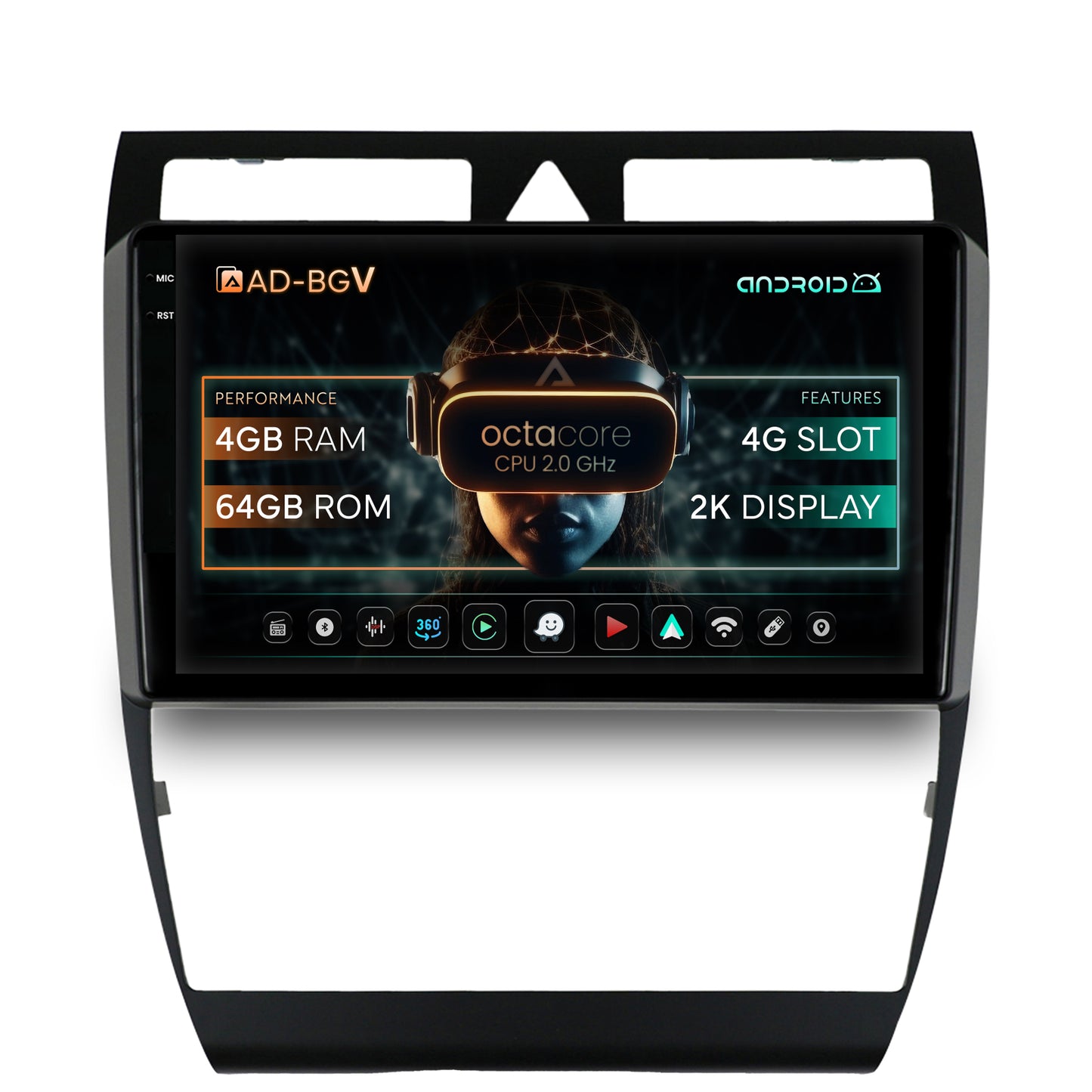Navigatie Audi A6 (1999-2004), Android, V-Octacore / 4GB RAM + 64GB ROM, 9.5 Inch - AD-BGV9004+AD-BGRKIT429