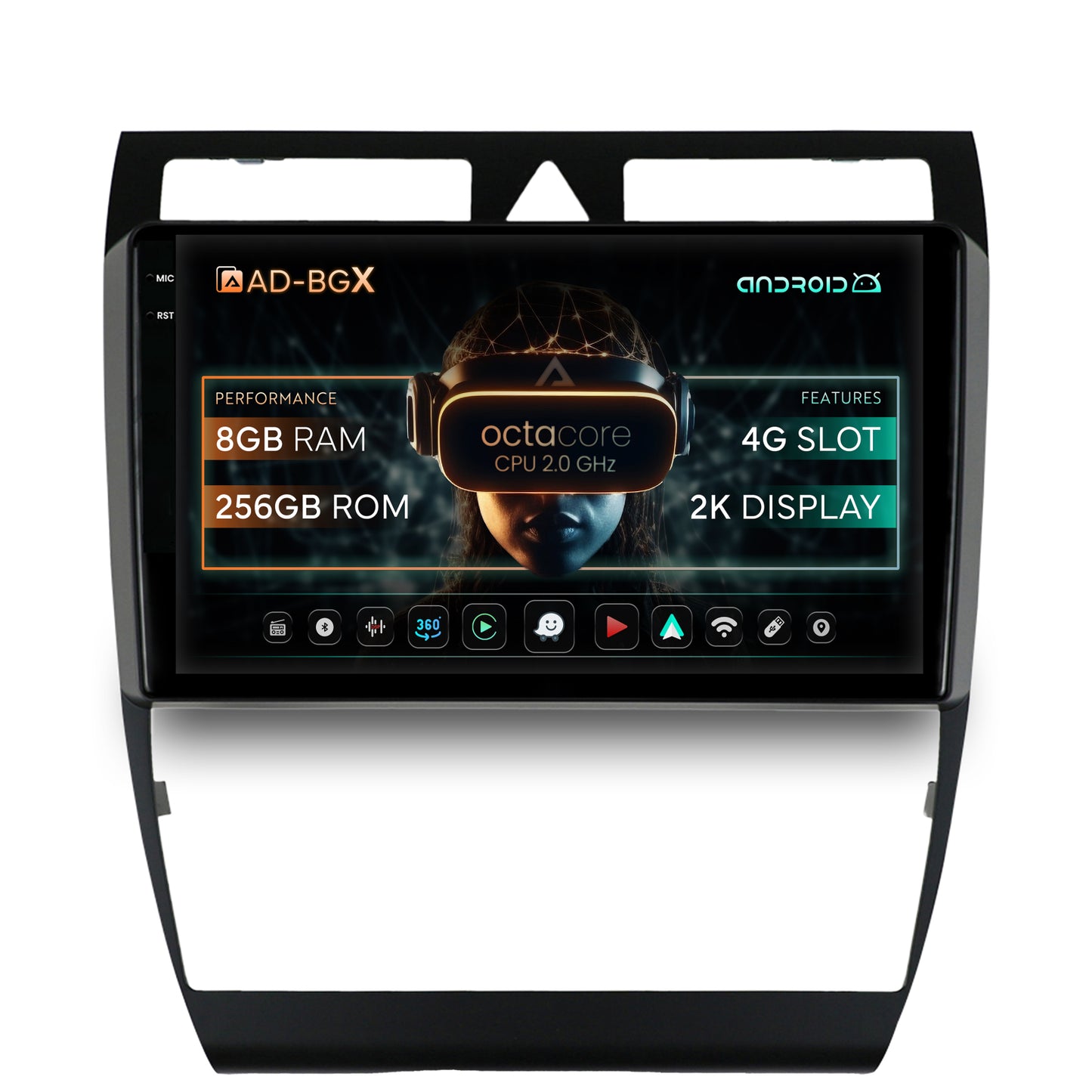 Navigatie Audi A6 (1999-2004), Android, X-octacore / 8GB RAM + 256GB ROM, 9.5 Inch - AD-BGX9008+AD-BGRKIT429