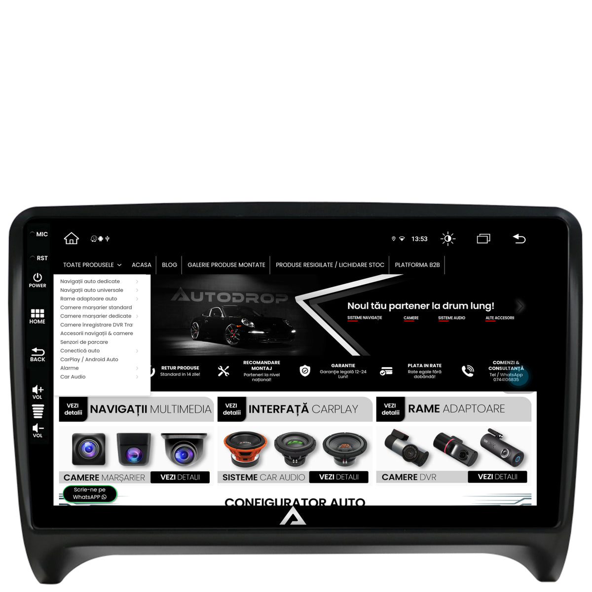 Navigatie Audi TT, Android, Z-Octacore / 8GB RAM + 256GB ROM, 9 Inch - AD-BGZ9008+AD-BGRKIT426