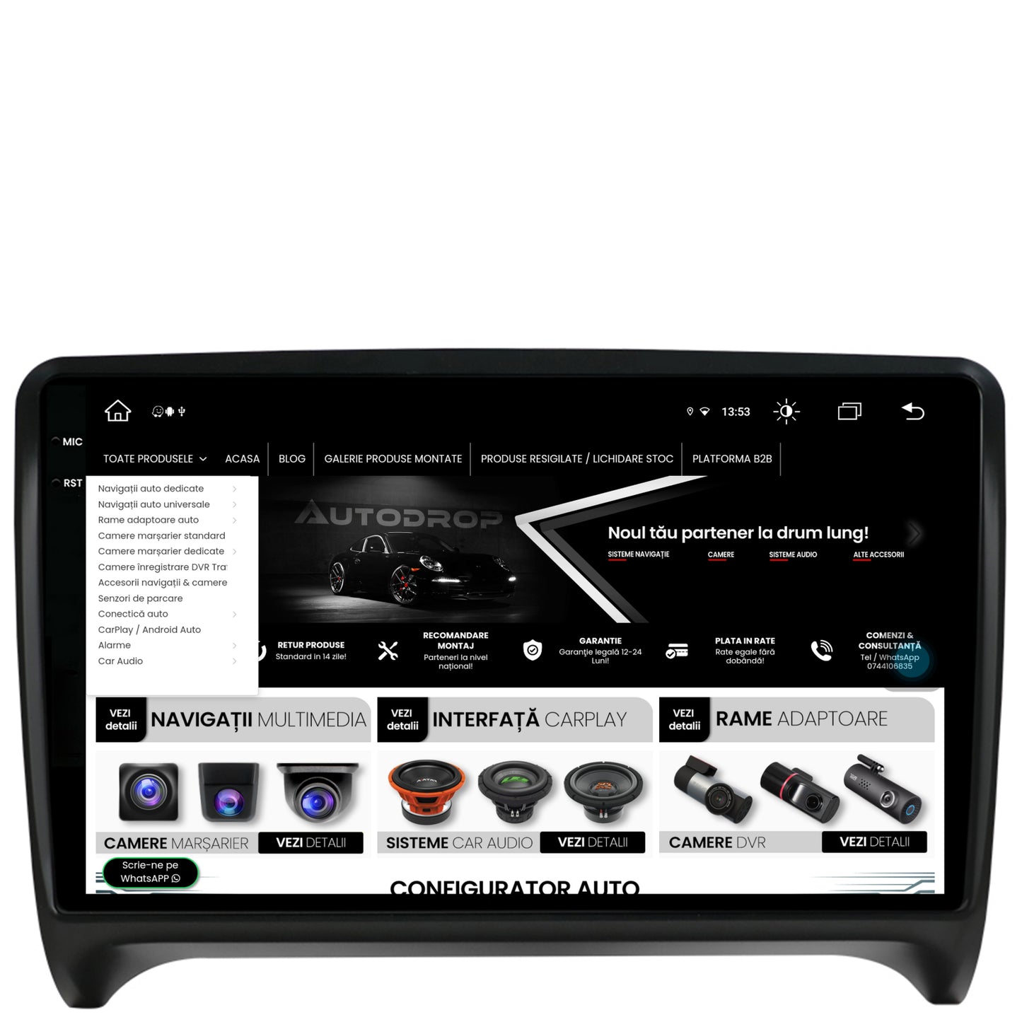 Navigatie Audi TT, Android, X-octacore / 8GB RAM + 256GB ROM, 9.5 Inch - AD-BGX9008+AD-BGRKIT426