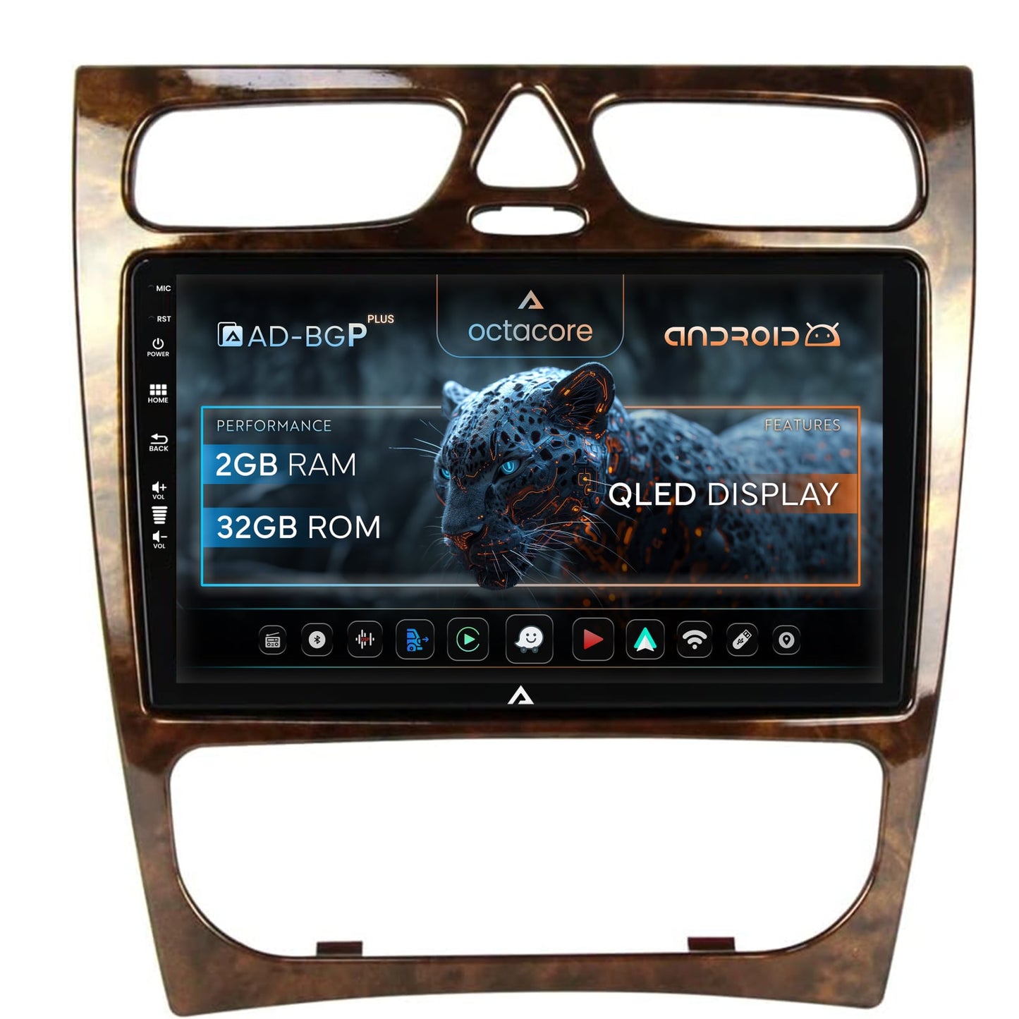 Navigatie Benz C Class (W203) (2000-2004), Android, P-Octacore / 2GB RAM + 32GB ROM, 9 Inch - AD-BGP9002+AD-BGRKIT416V3