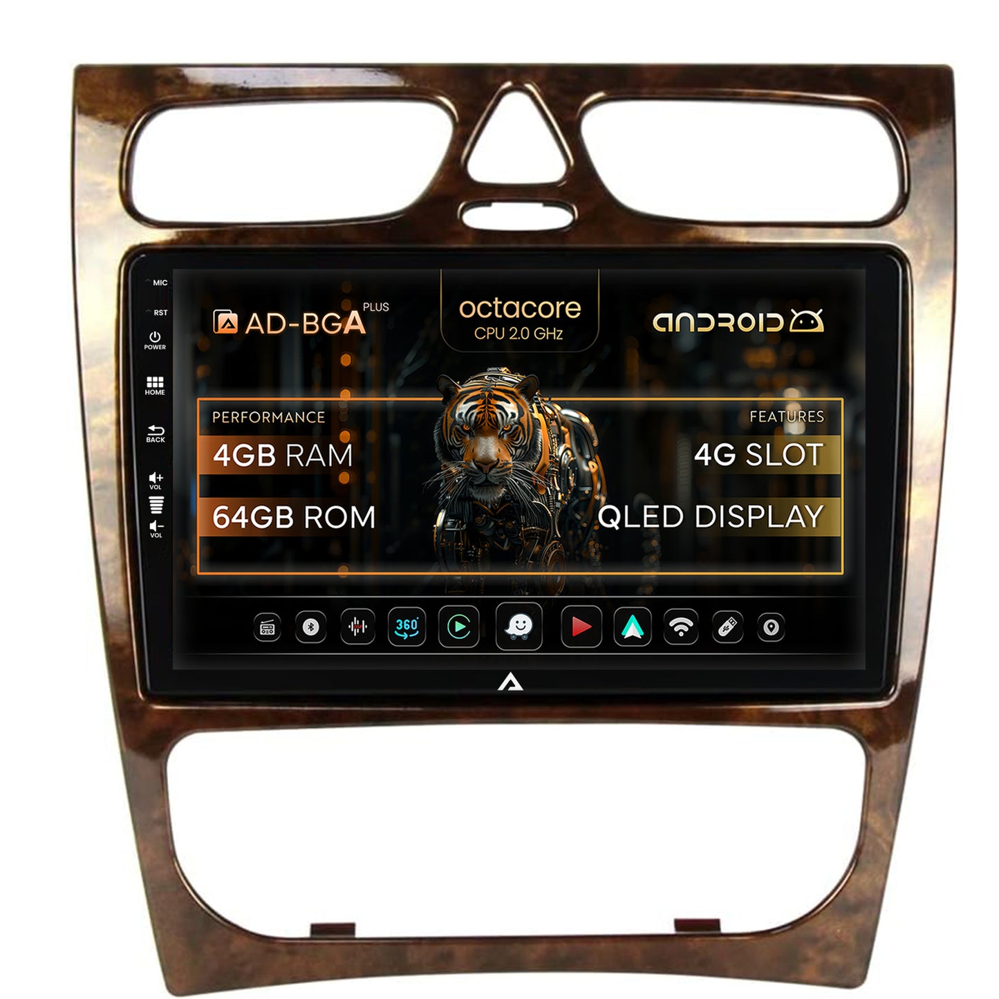 Navigatie Benz C Class (W203) (2002-2004), Android, A-Octacore / 4GB RAM + 64GB ROM, 9 Inch - AD-BGA9004+AD-BGRKIT416V3