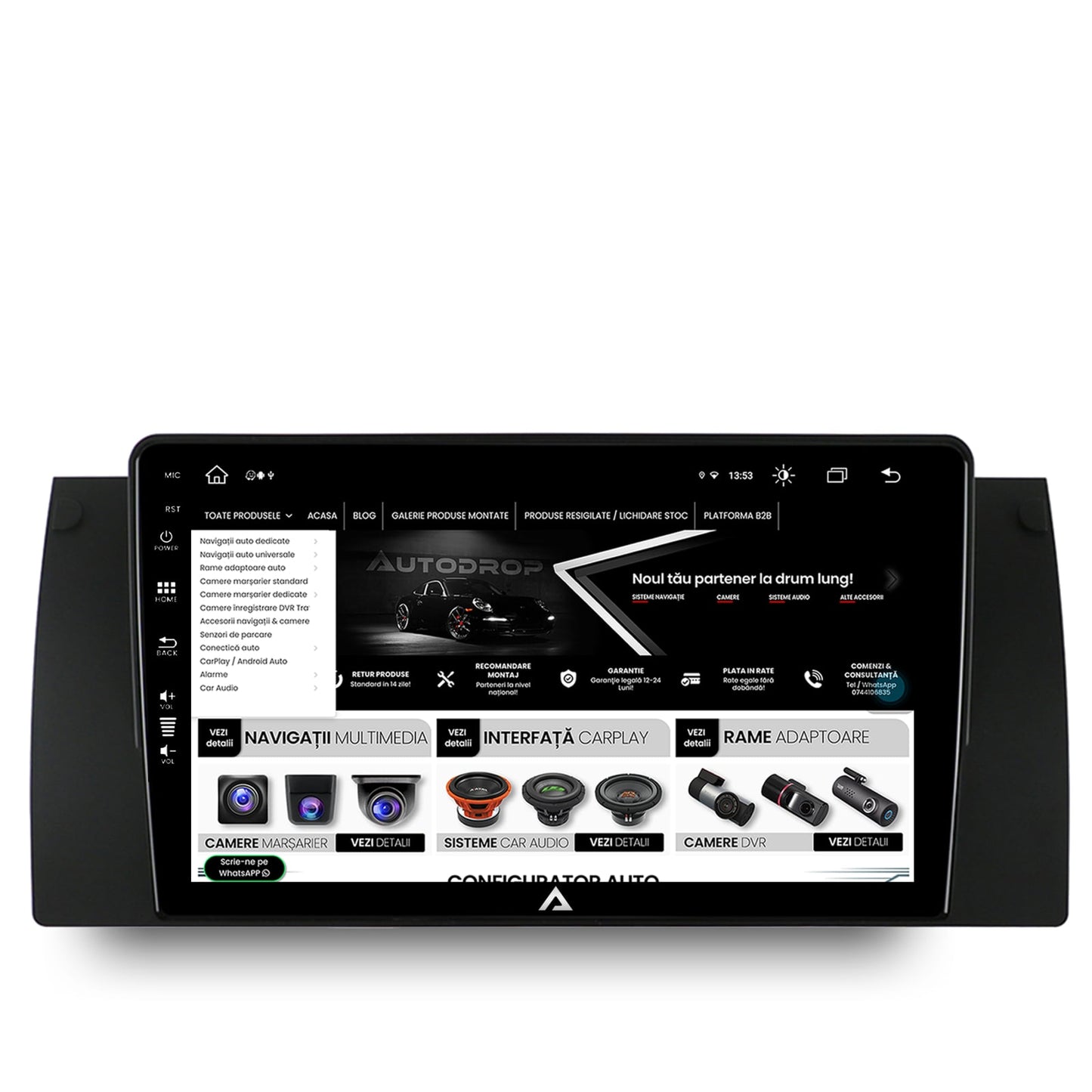 Navigatie BMW E39/E53/E38, Android, Z-Octacore / 8GB RAM + 256GB ROM, 9 Inch - AD-BGZ9008+AD-BGRKIT396