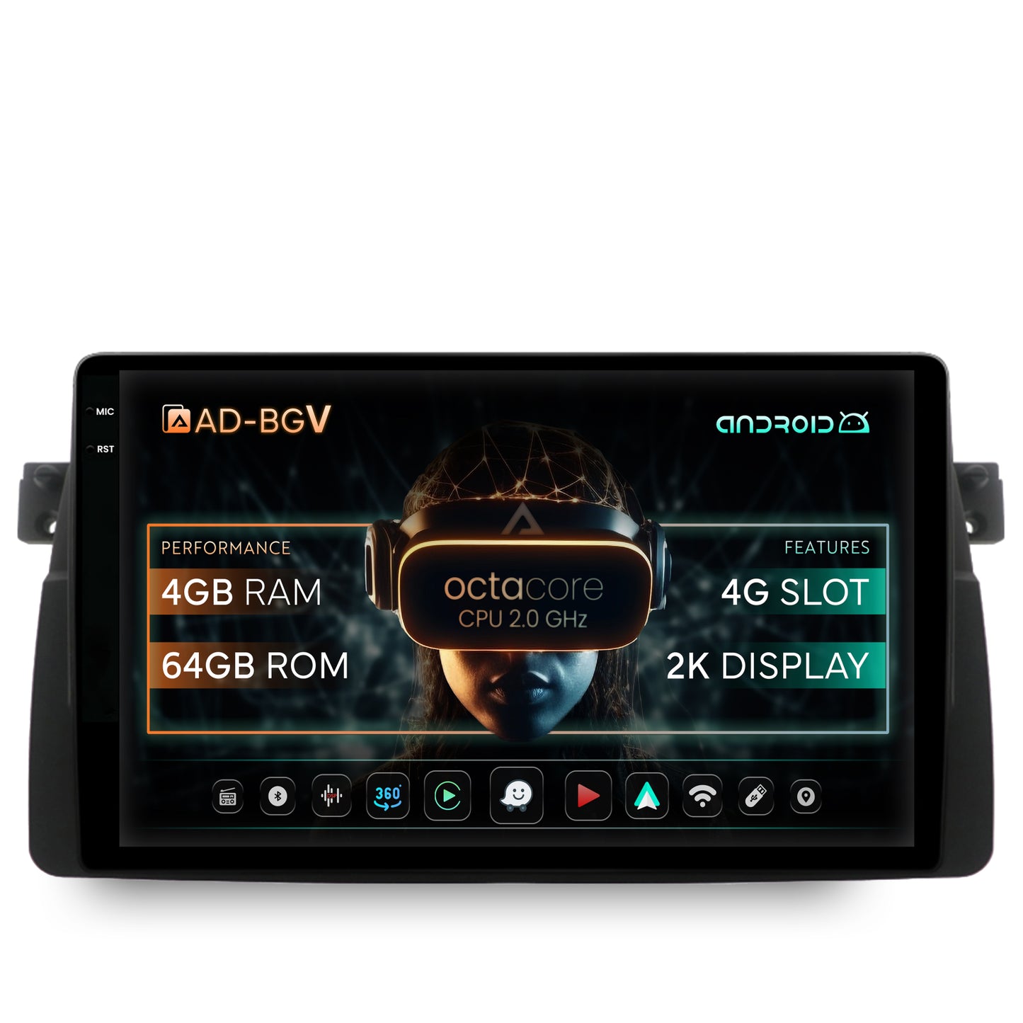 Navigatie BMW E46, Android, V-Octacore / 4GB RAM + 64GB ROM, 9.5 Inch - AD-BGV9004+AD-BGRKIT397