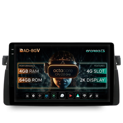 Navigatie BMW E46, Android, V-Octacore / 4GB RAM + 64GB ROM, 9.5 Inch - AD-BGV9004+AD-BGRKIT397