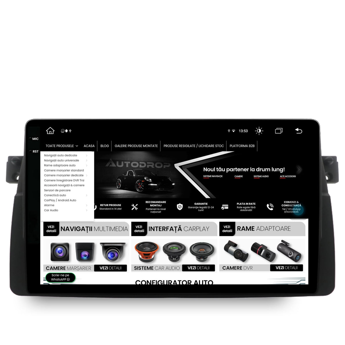 Navigatie BMW E46, Android, X-Octacore / 8GB RAM + 256GB ROM, 9.5 Inch - AD-BGX9008+AD-BGRKIT397