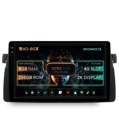 Navigatie BMW E46, Android, X-Octacore / 8GB RAM + 256GB ROM, 9.5 Inch - AD-BGX9008+AD-BGRKIT397