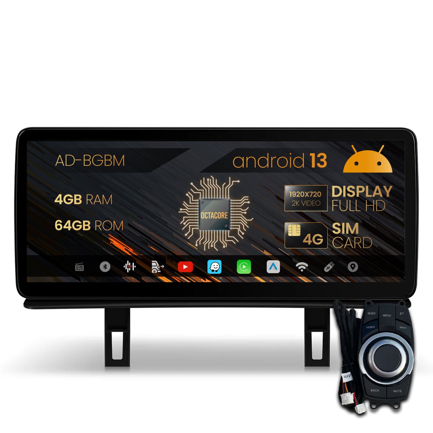 Navigatie BMW Seria 1 E87 (2006-2012), Varianta iDrive, Android 13, BM-Octacore / 4GB RAM + 64GB ROM, 12.3" Inch - AD-BGBM12004+AD-BGRKITBM005