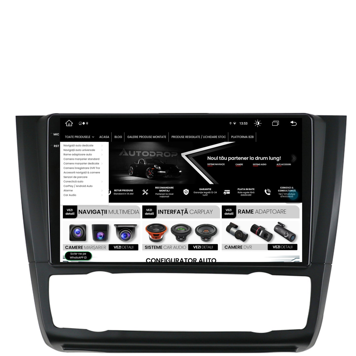 Navigatie BMW Seria 1 E87 (2007-2011), Clima Automata, Android, V-Octacore / 4GB RAM + 64GB ROM, 9.5 Inch - AD-BGV9004+AD-BGRKIT399