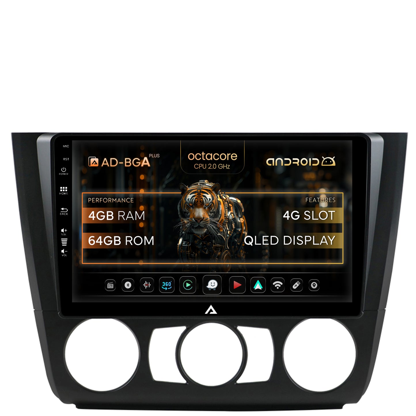 Navigatie BMW Seria 1 E87 (2007-2011), Clima Manuala, Android, A-Octacore / 4GB RAM + 64GB ROM, 9 Inch - AD-BGA9004+AD-BGRKIT398